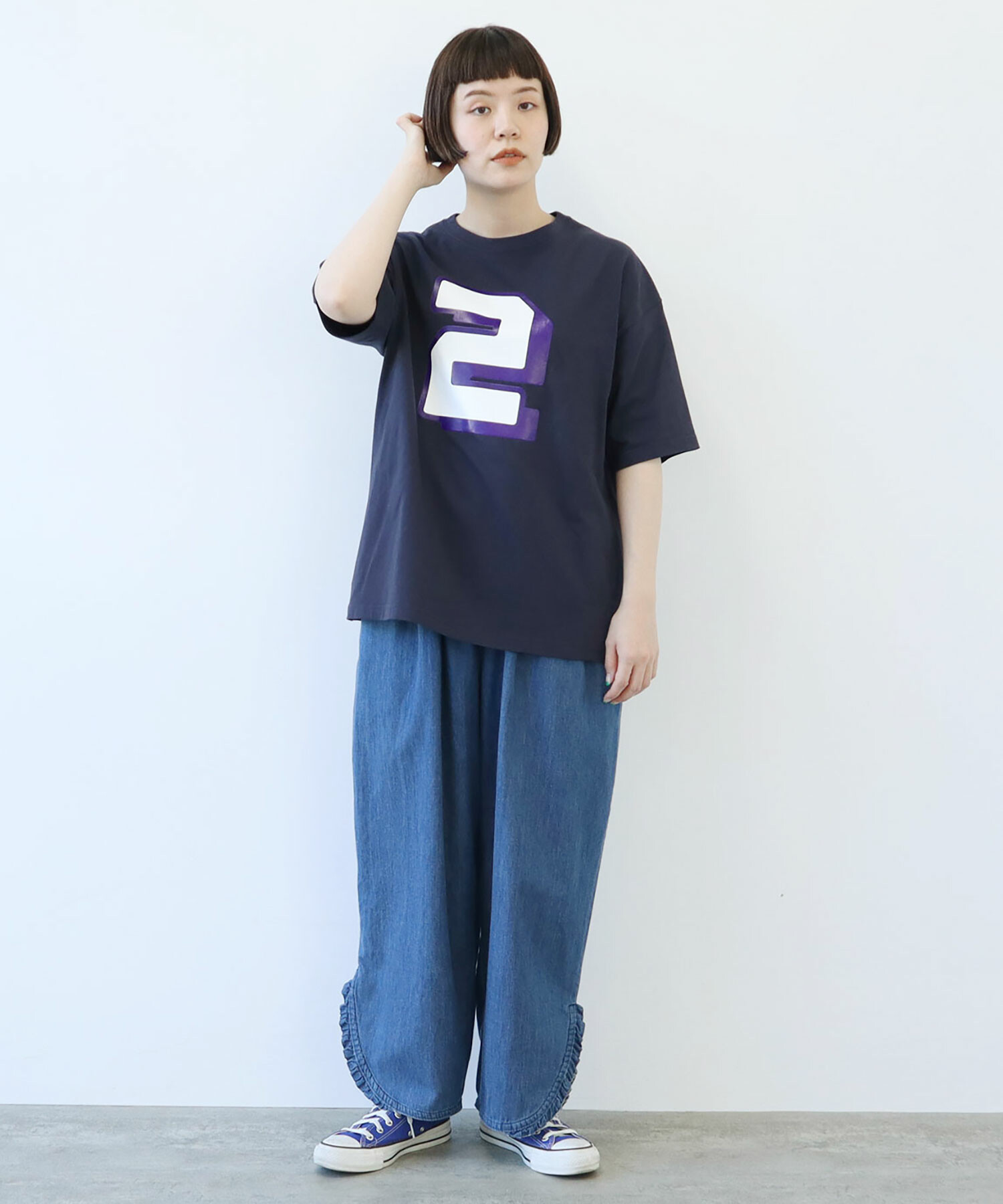 AMBIDEX Store ○number 2 T-シャツ(F ネイビー): FLAT-cic-HATENA