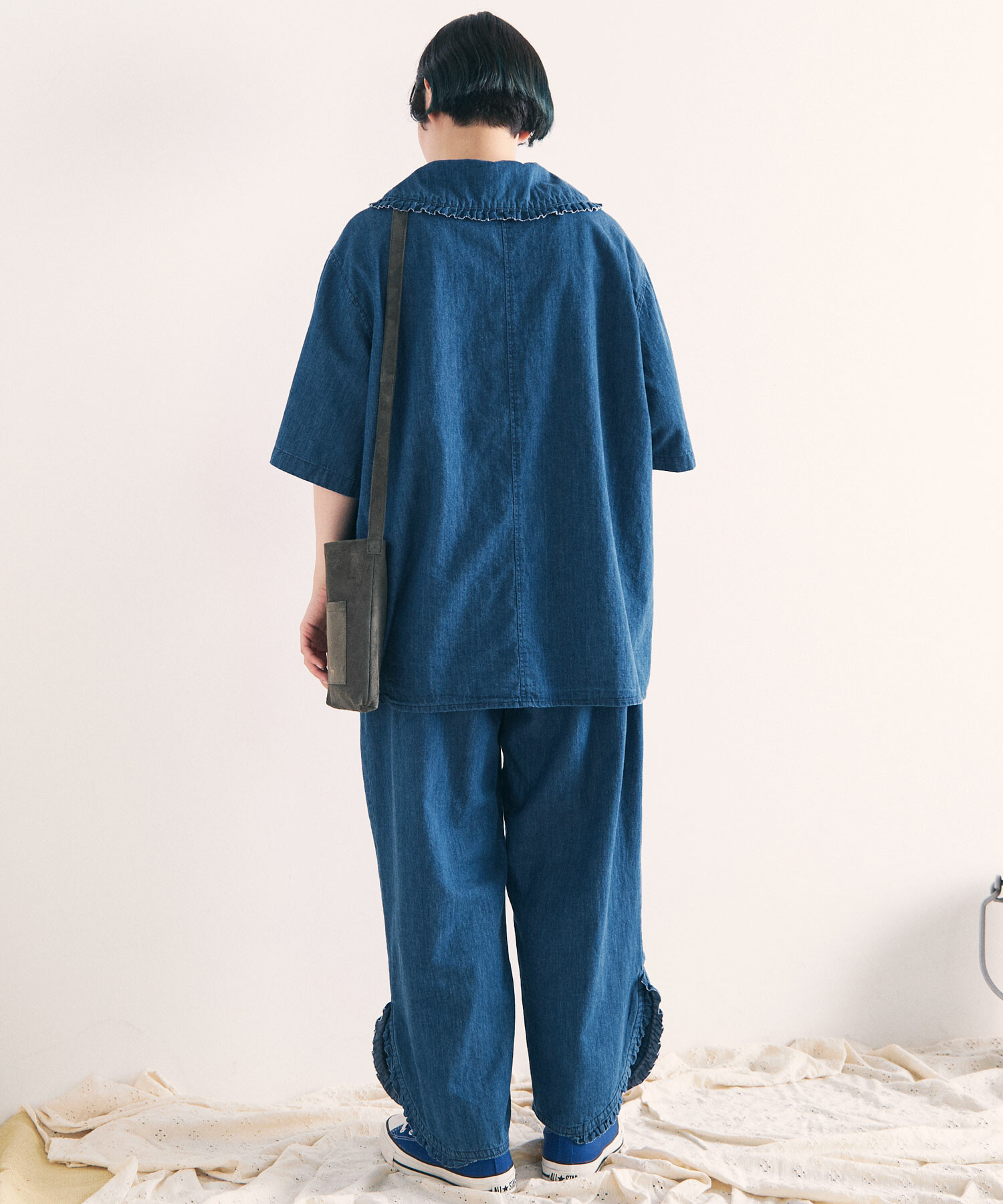 AMBIDEX Store 【予約販売】○FRILL TACK EASY パンツ(F LT.BLUE 