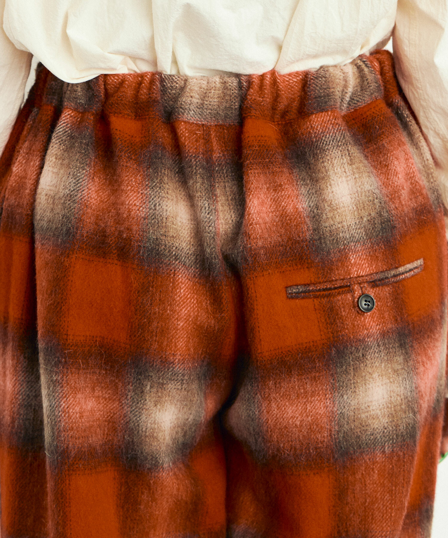 AMBIDEX Store ○alpaca シャギーチェック パンツ(F RED×BROWN): FLAT