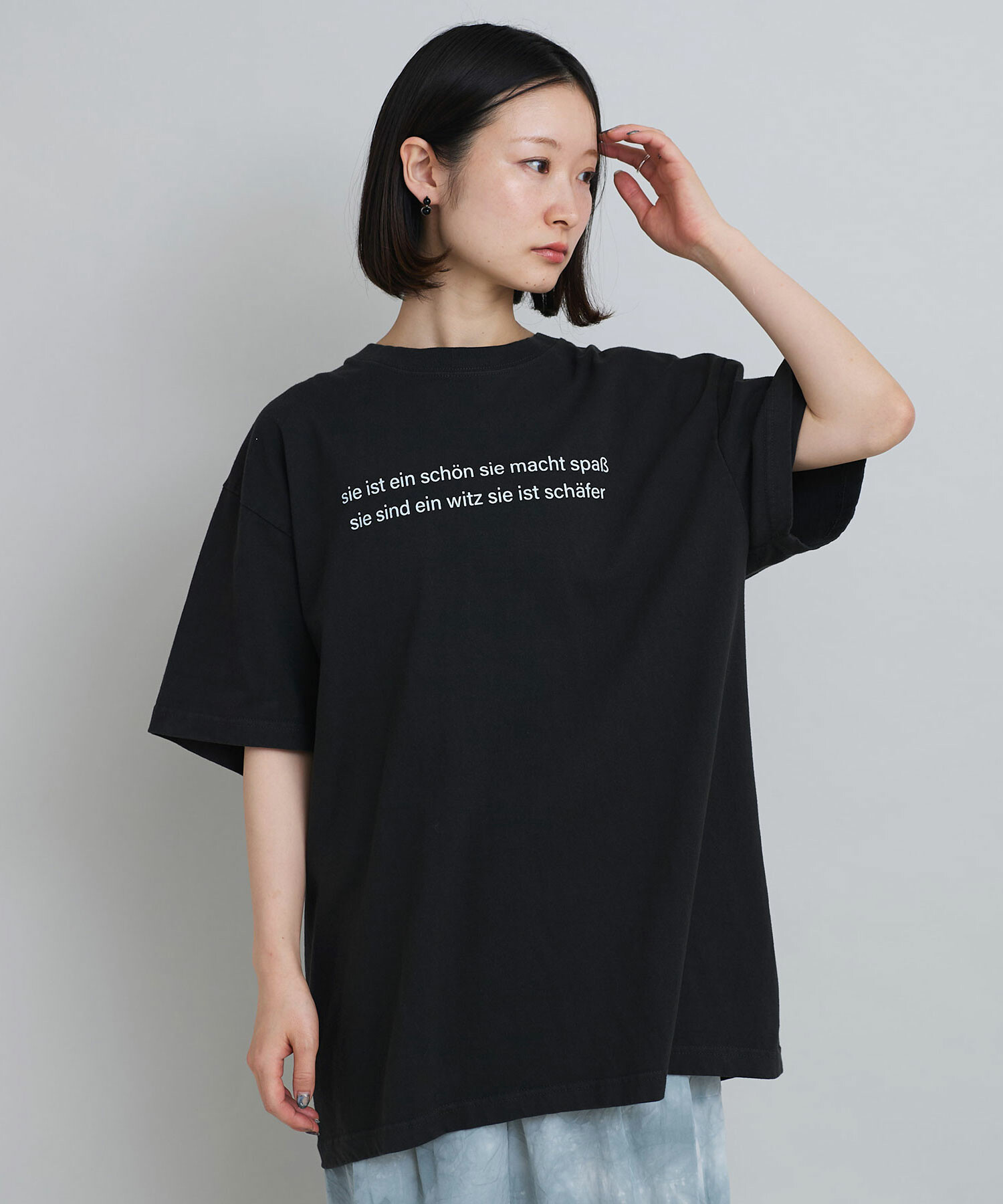 AMBIDEX Store 〇製品染めロゴプリント BIG Tシャツ(F クロ): iki