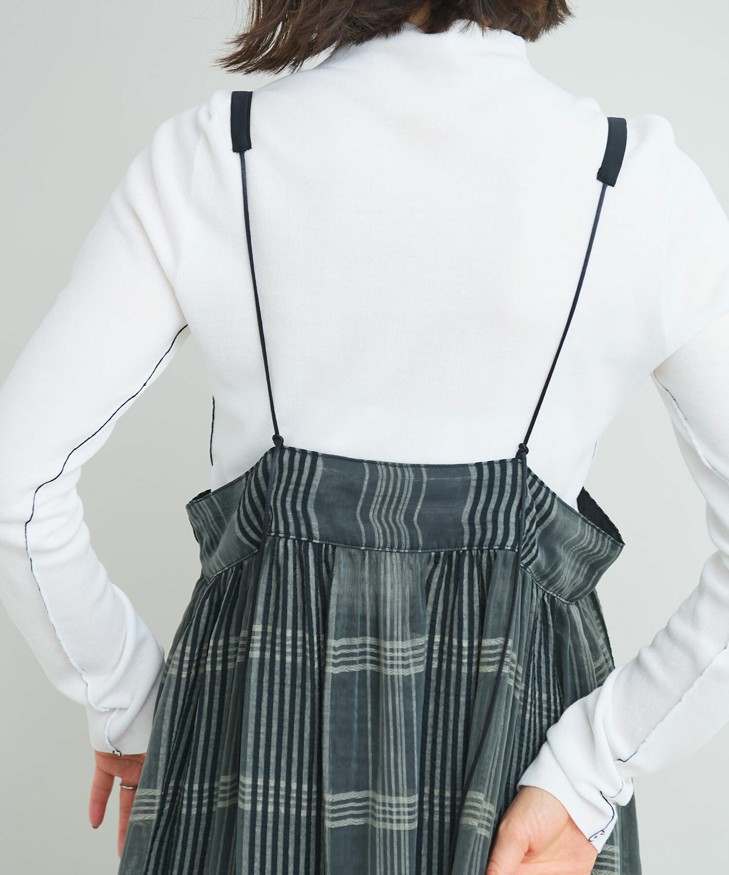 AMBIDEX Store 〇二重織チェック キャミ ワンピース(F クロ): iki