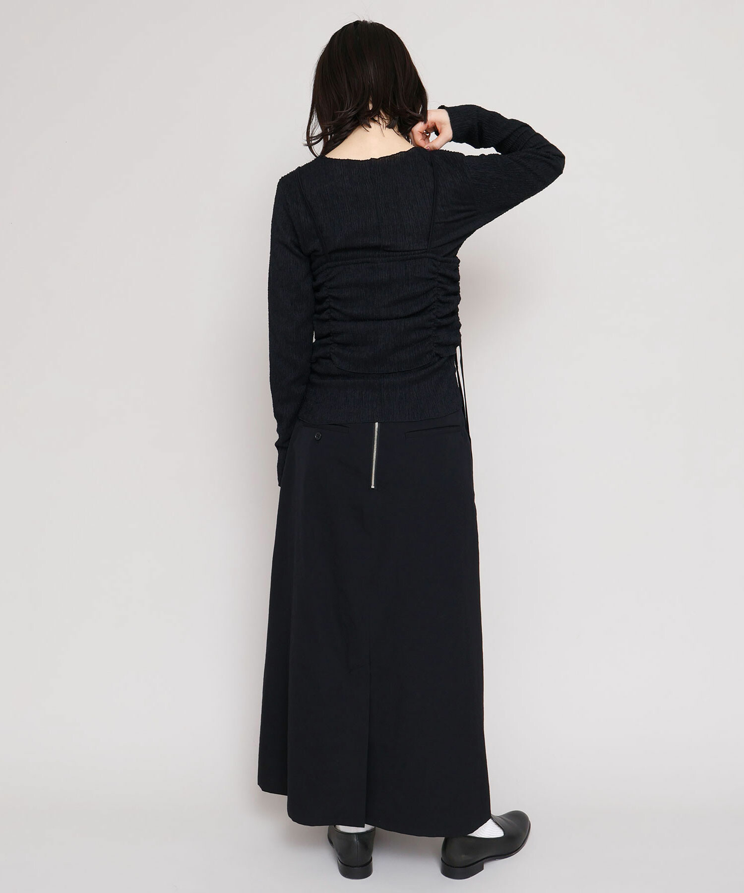 AMBIDEX Store 強撚ウールギャバ ボックスタック スカート(F クロ): iki