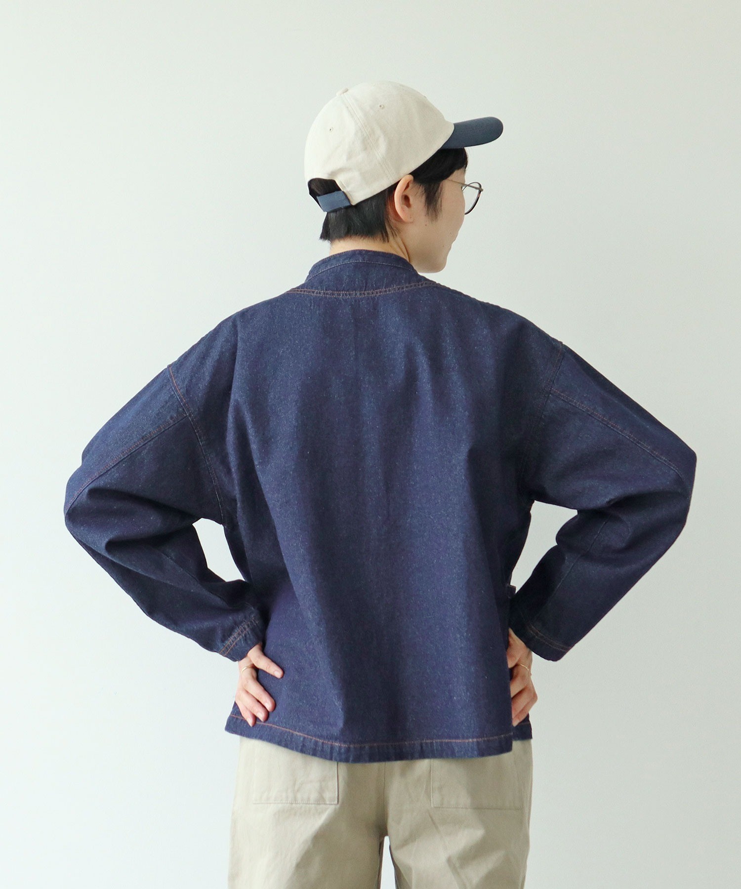 AMBIDEX Store ○ライトオンスデニム チャイナボタンシャツジャケット