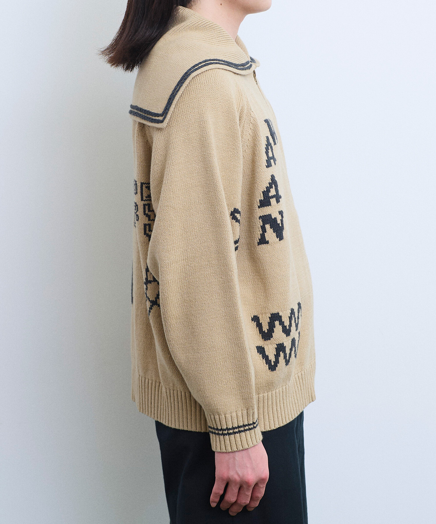 AMBIDEX Store 【予約販売】〇SAILOR COLLAR ニットブルゾン(F NAVY