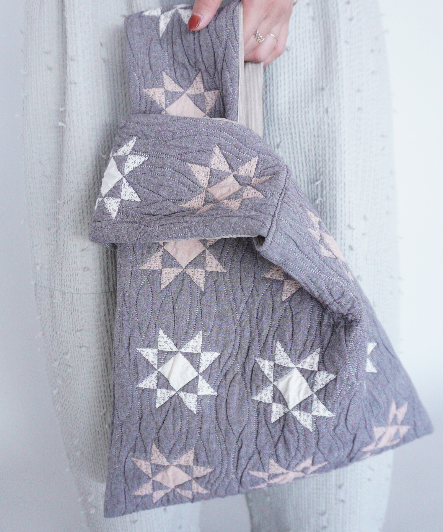 パッチワークデザイン コート ネイビー グレー パッチワークレザーカーコート | andco