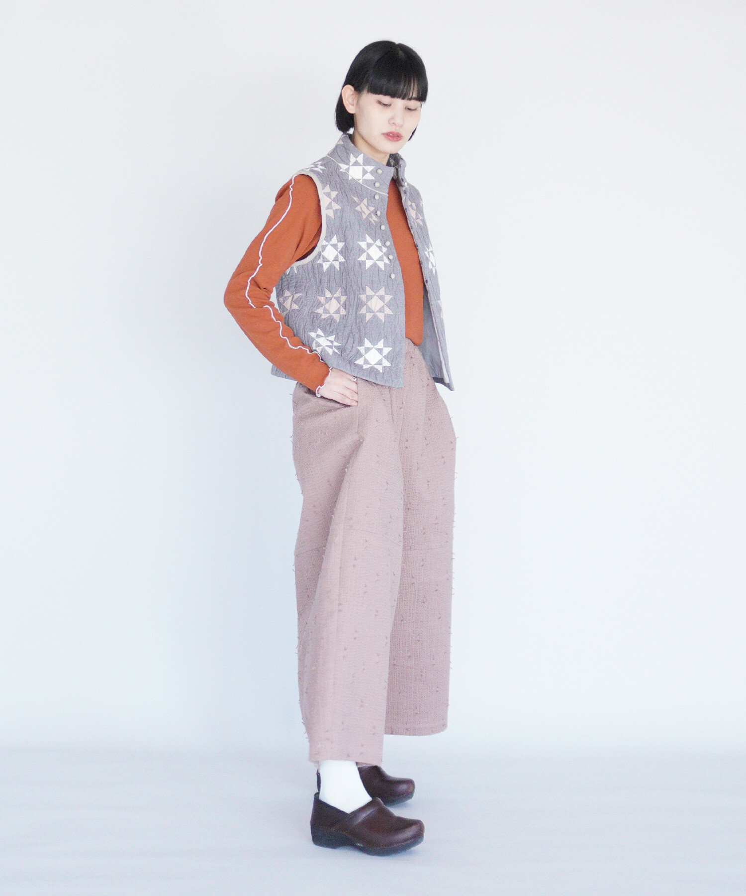 AMBIDEX Store 〇patchwork quilt jacquard ベスト(F グレー): FLAT