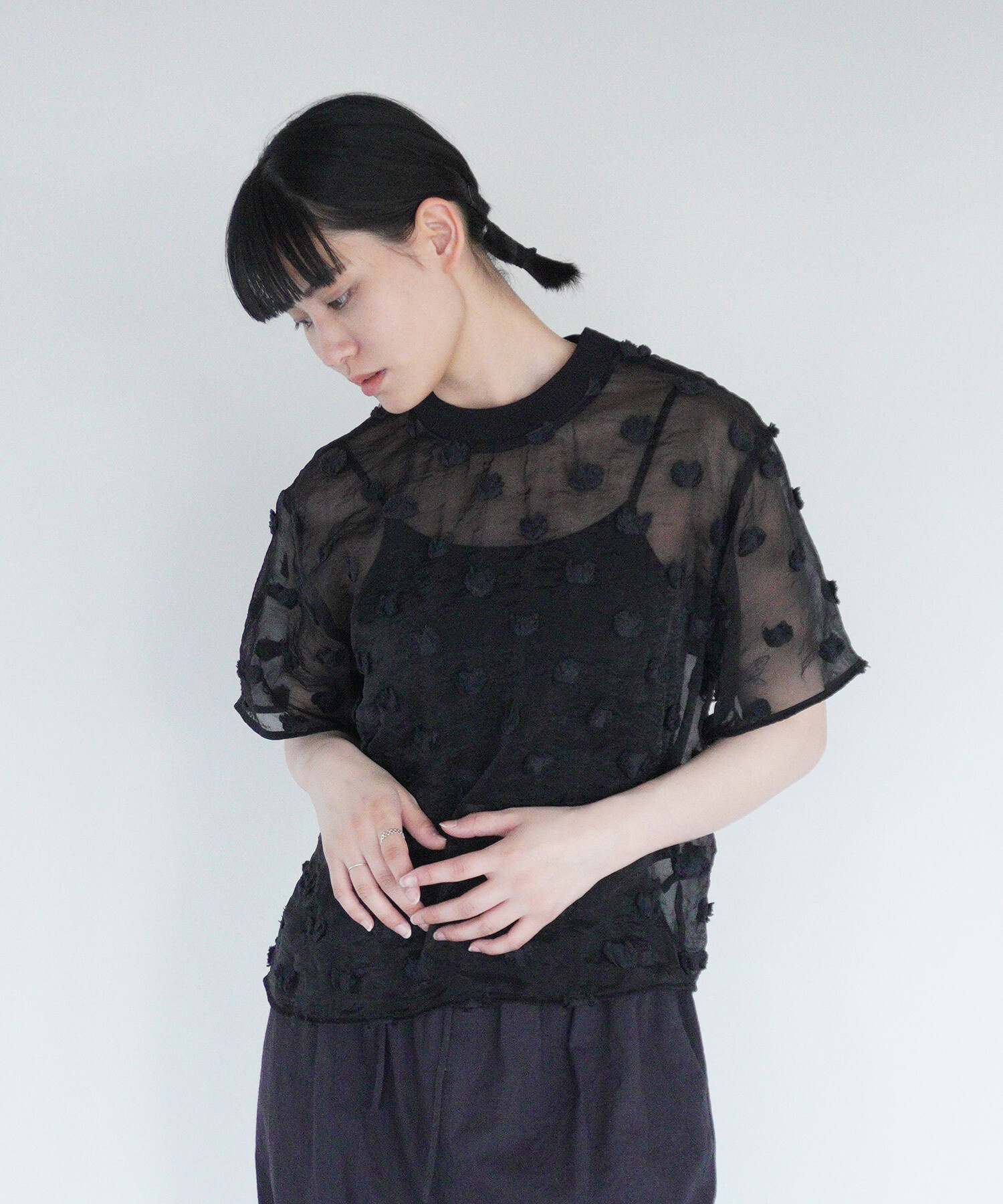 AMBIDEX Store 【予約販売】〇氷dot jacquard ブラウス(F クロ AMBIDEX Store 【予約販売】〇氷dot jacquard ブラウス(F クロ
