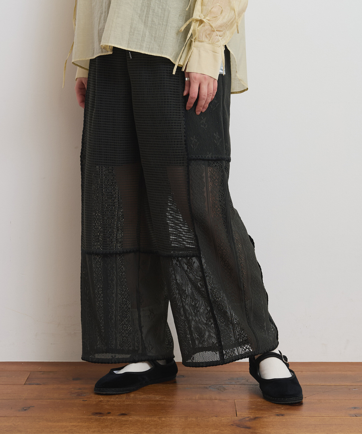 AMBIDEX Store 〇patchwork lace ギャザーパンツ(F キナリ