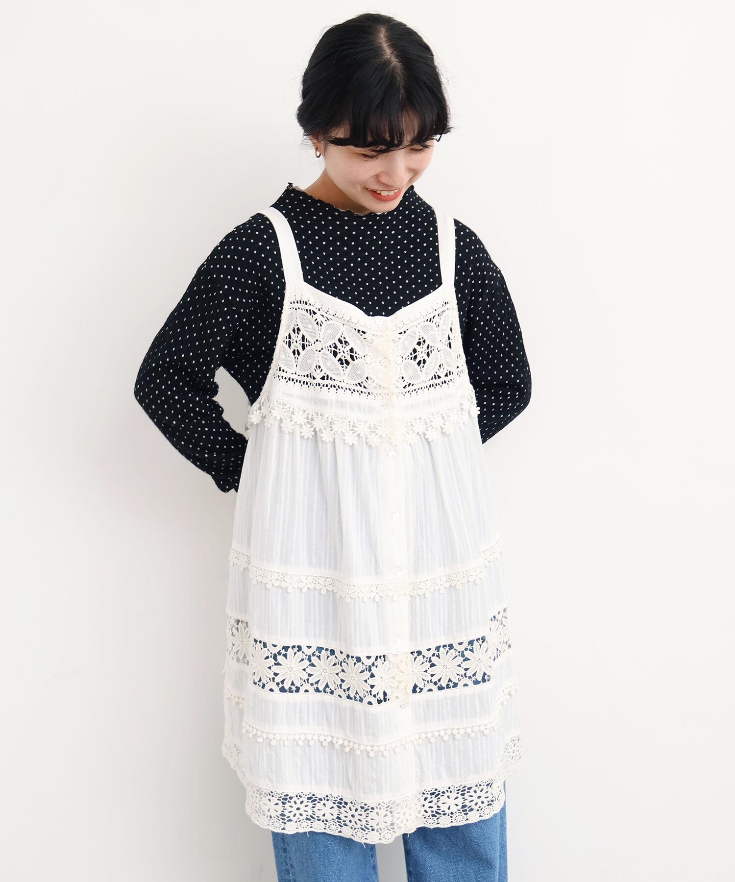 AMBIDEX Store 【予約販売】つぎはぎレース パッチワークキャミ