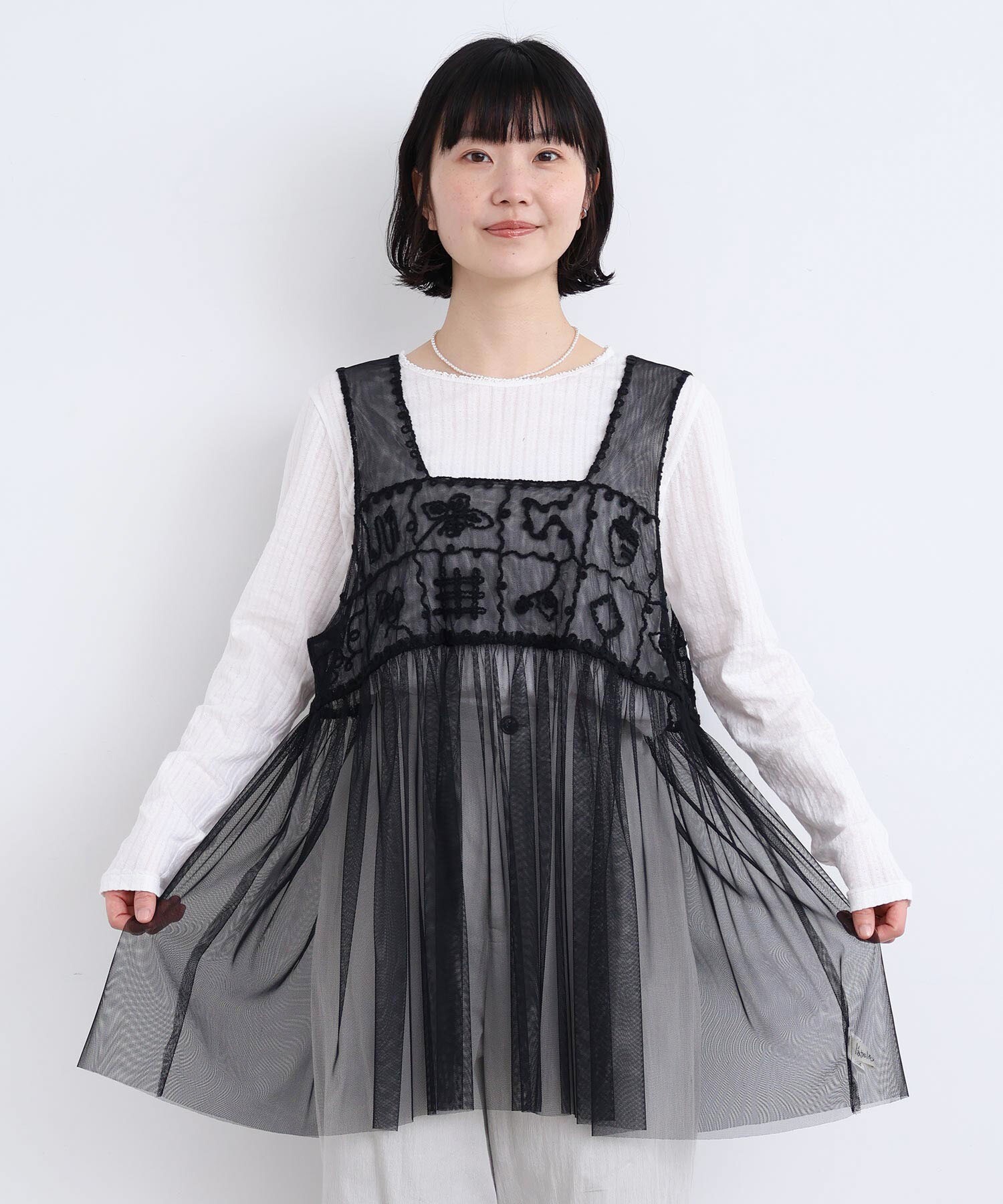 AMBIDEX Store ○いちごのコード刺繍 重ねるチュールブラウス(F キナリ