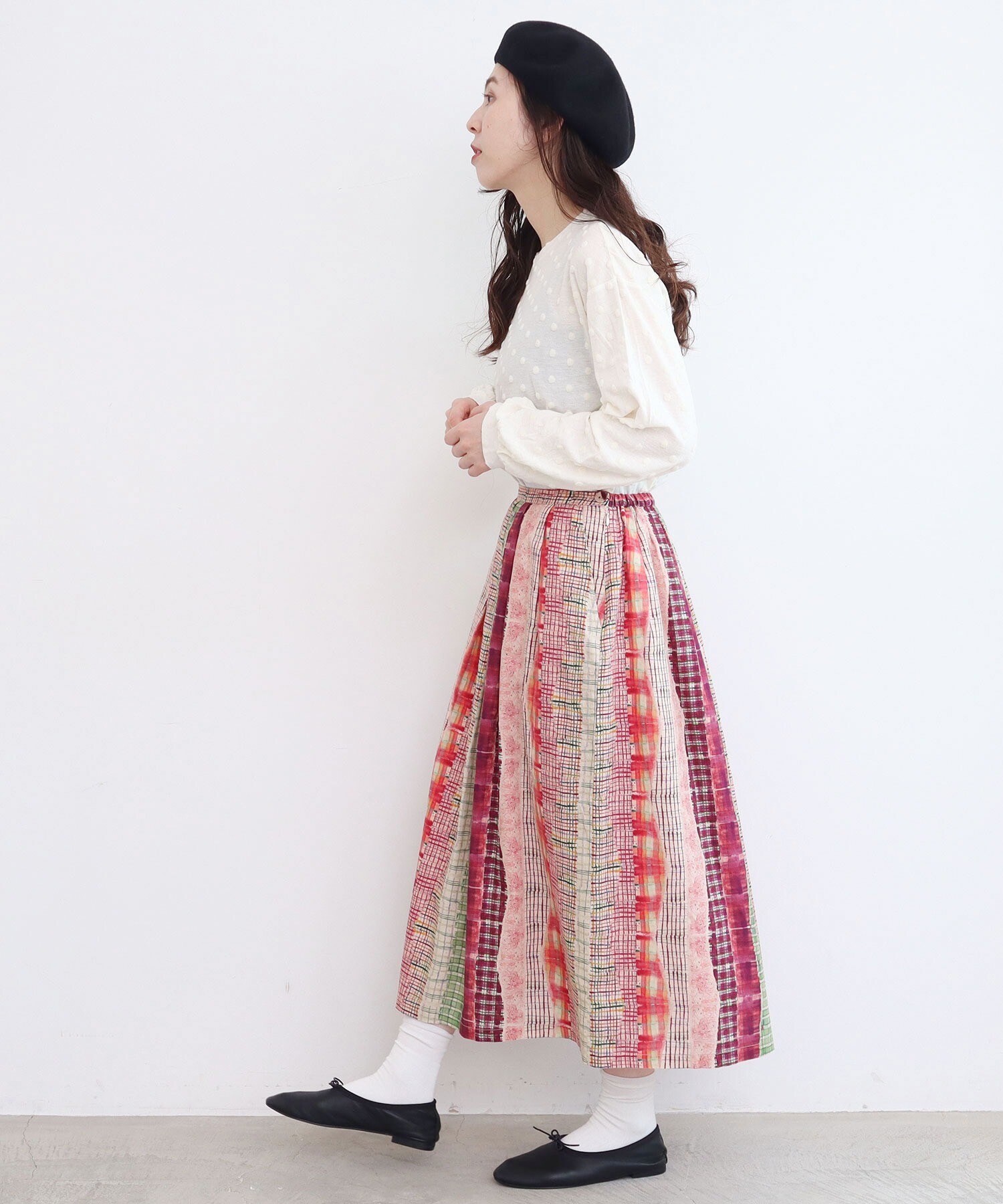 AMBIDEX Store ○コットン パッチワーク ストライププリント スカート