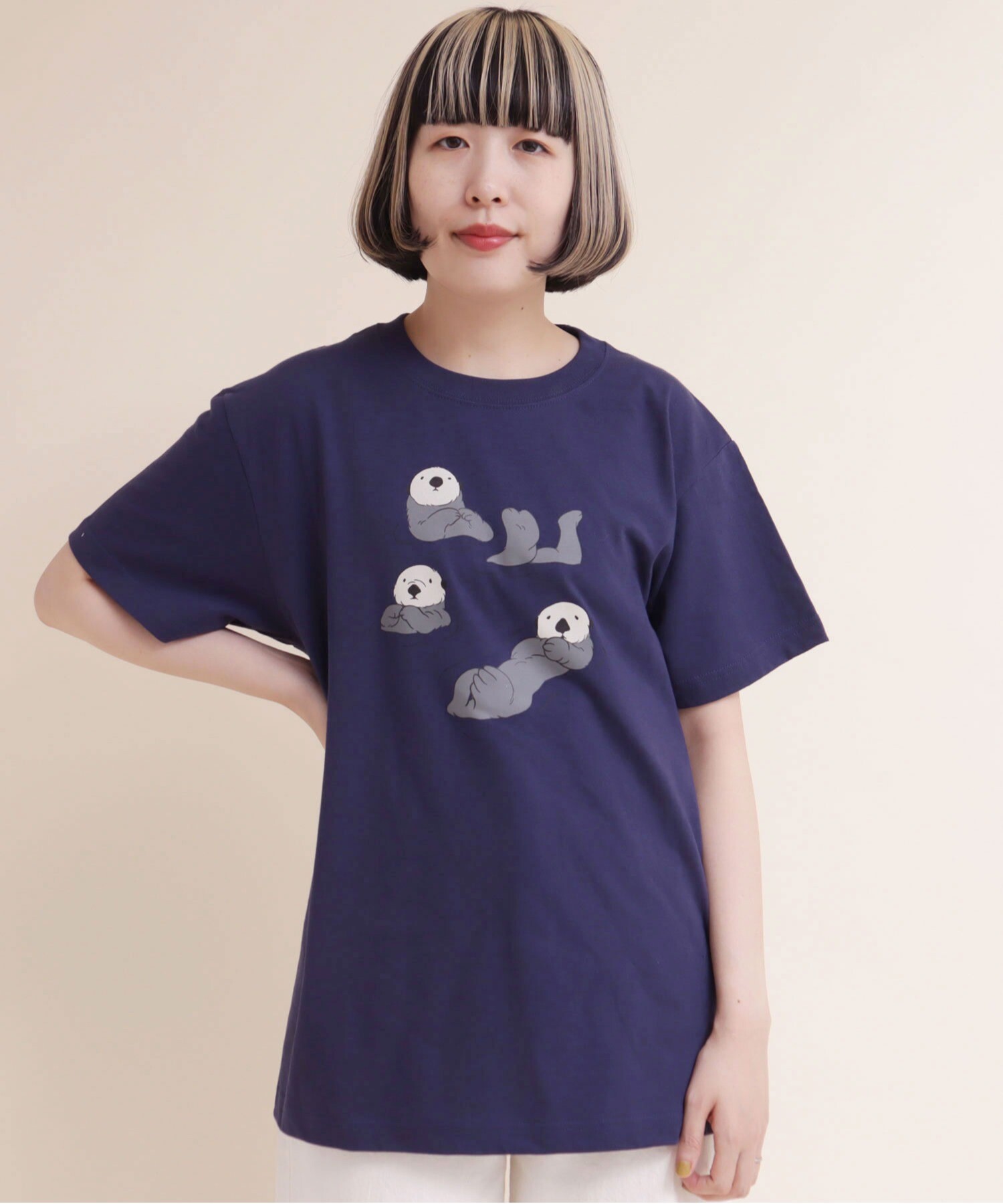 AMBIDEX Store ○ラッコ フレンズ プリント Tシャツ(F コン): l