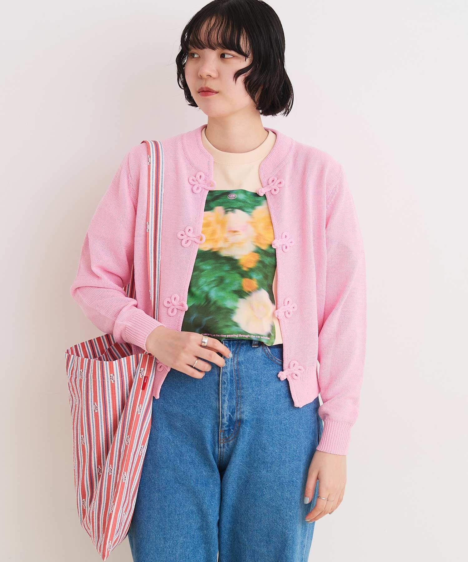 AMBIDEX Store 【予約販売】〇COTTON NYLON 華釦 カーディガン(F