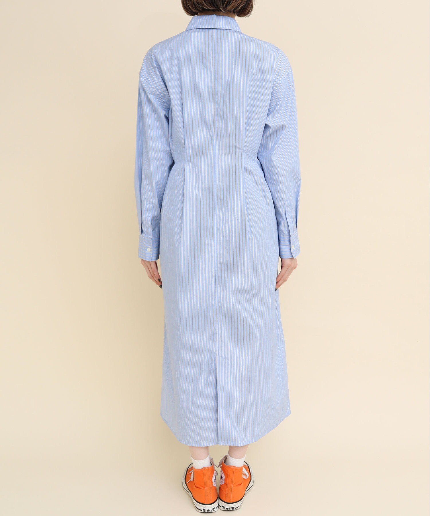 AMBIDEX Store 〇STRIPE waist tuck one piece(F サックス): l'atelier 