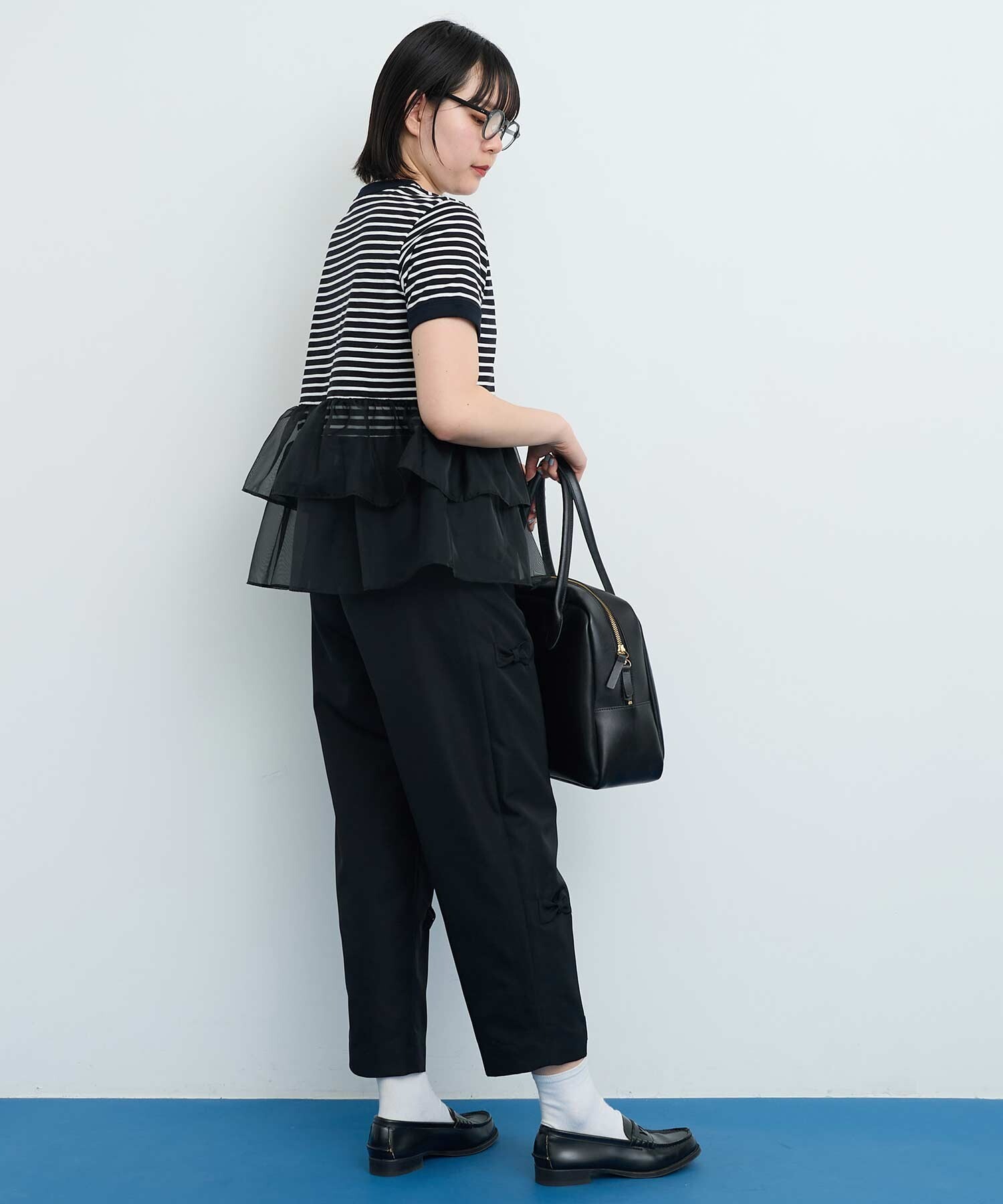 latelier du savon 麻のしぼるリボンパンツ AMBIDEX Store BLACK RIBBON パンツ(F クロ): l'atelier du savon