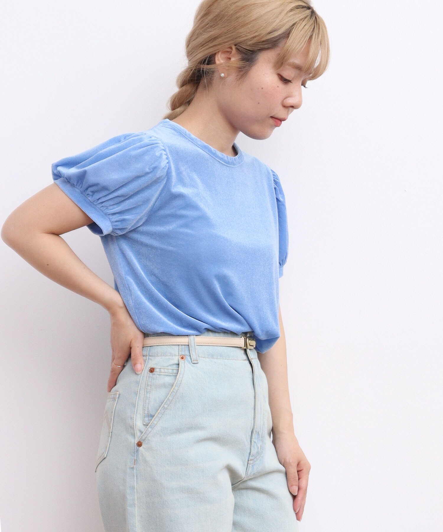 シアーベロア パフスリーブTシャツ