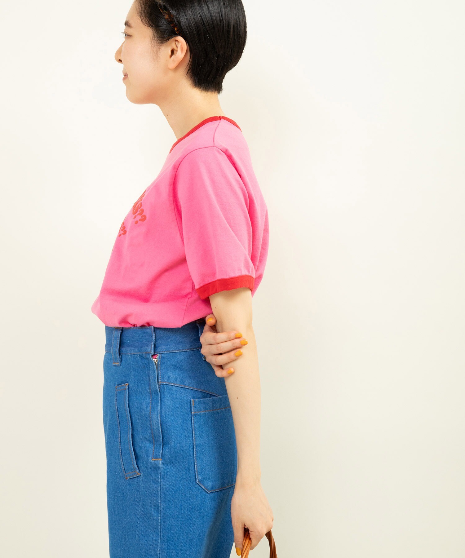 AMBIDEX Store ○40/2天竺 SOCKSリンガーTシャツ(F ピンク