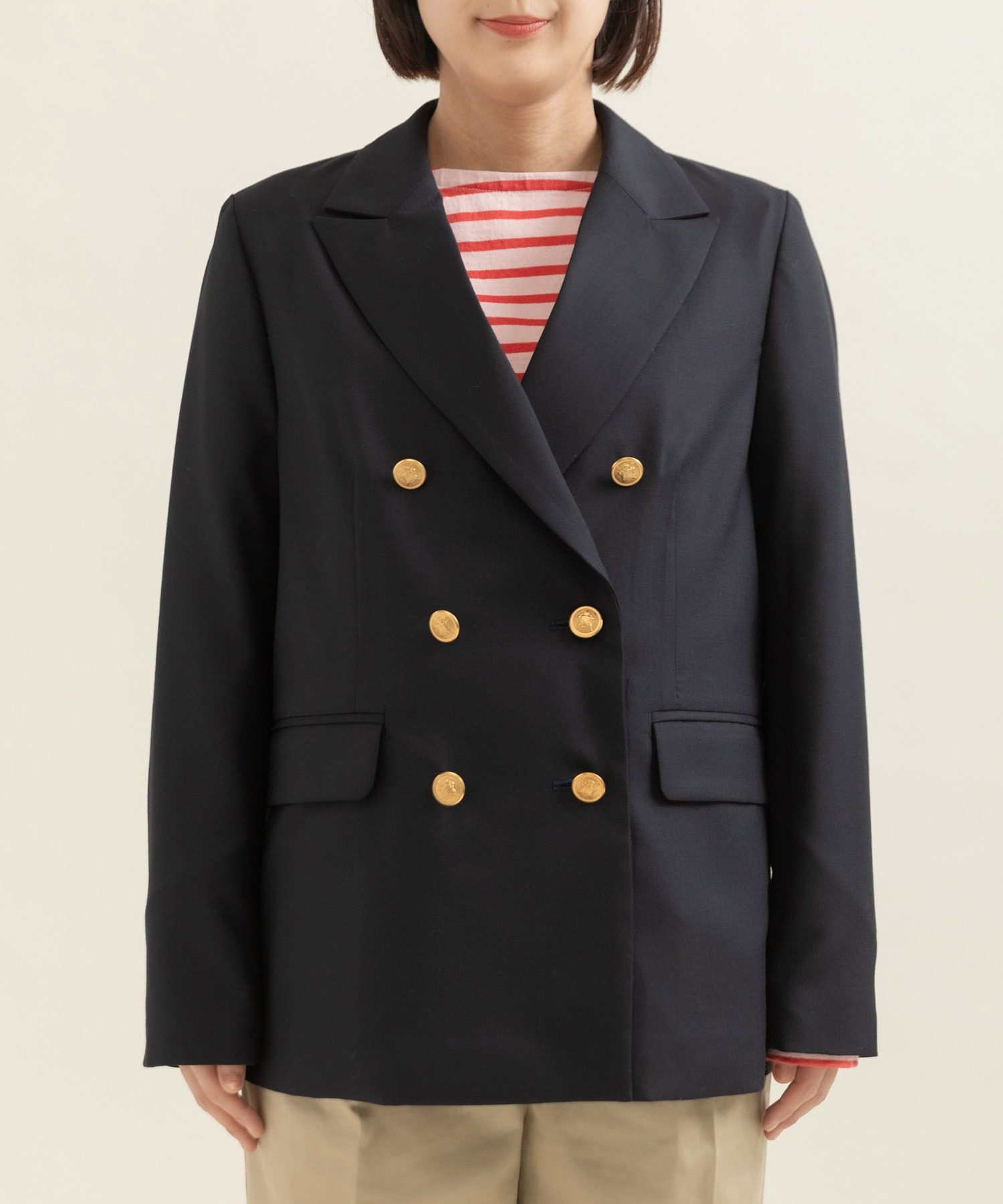 トロ ダブル釦紺ブレザー