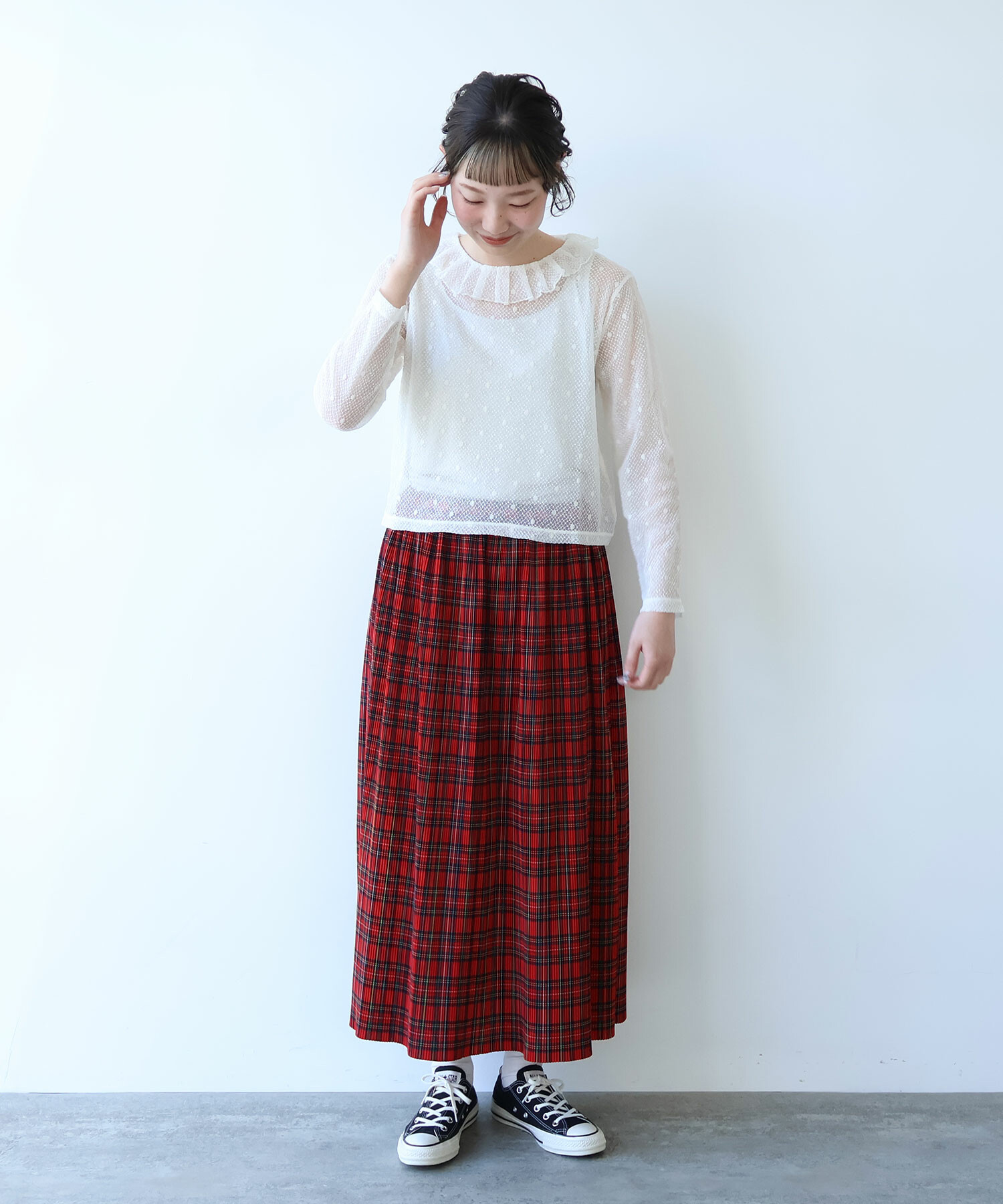 AMBIDEX Store ○ラッセルドット タック襟 プルオーバー(F シロ