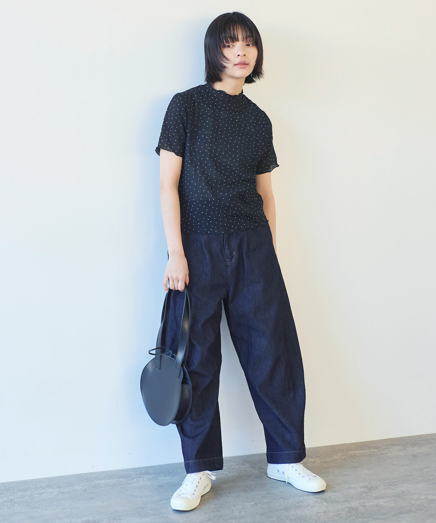 AMBIDEX Store 〇 syuwa syuwa ドット ハイネック半袖プル