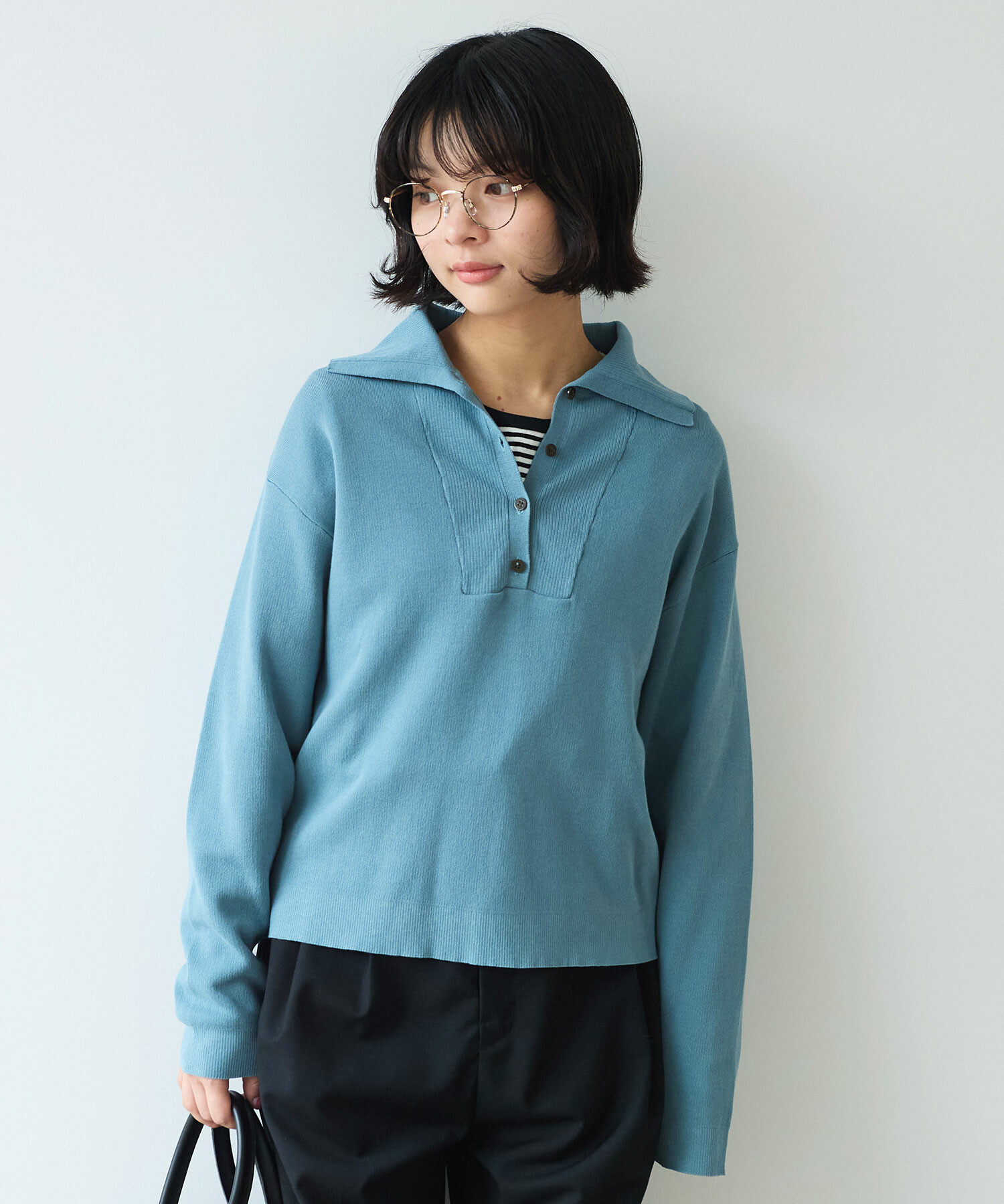 AMBIDEX Store △〇 14G mochi mochi cotton プルオーバー(F ブルー