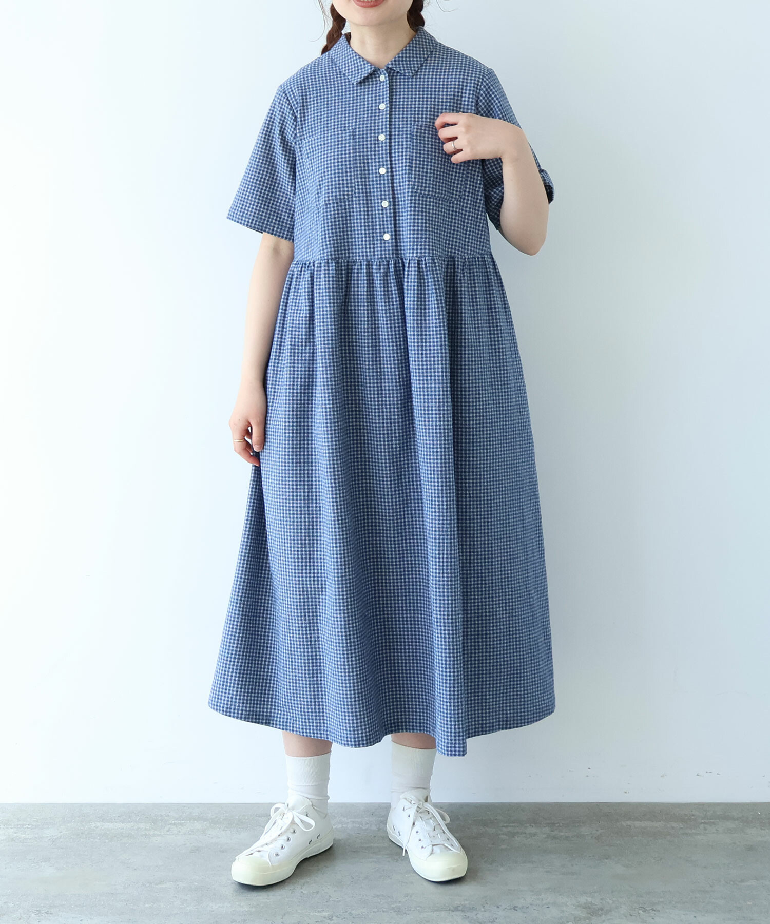 AMBIDEX Store ○ 60s フレンチリネン シャツワンピース(F サックス