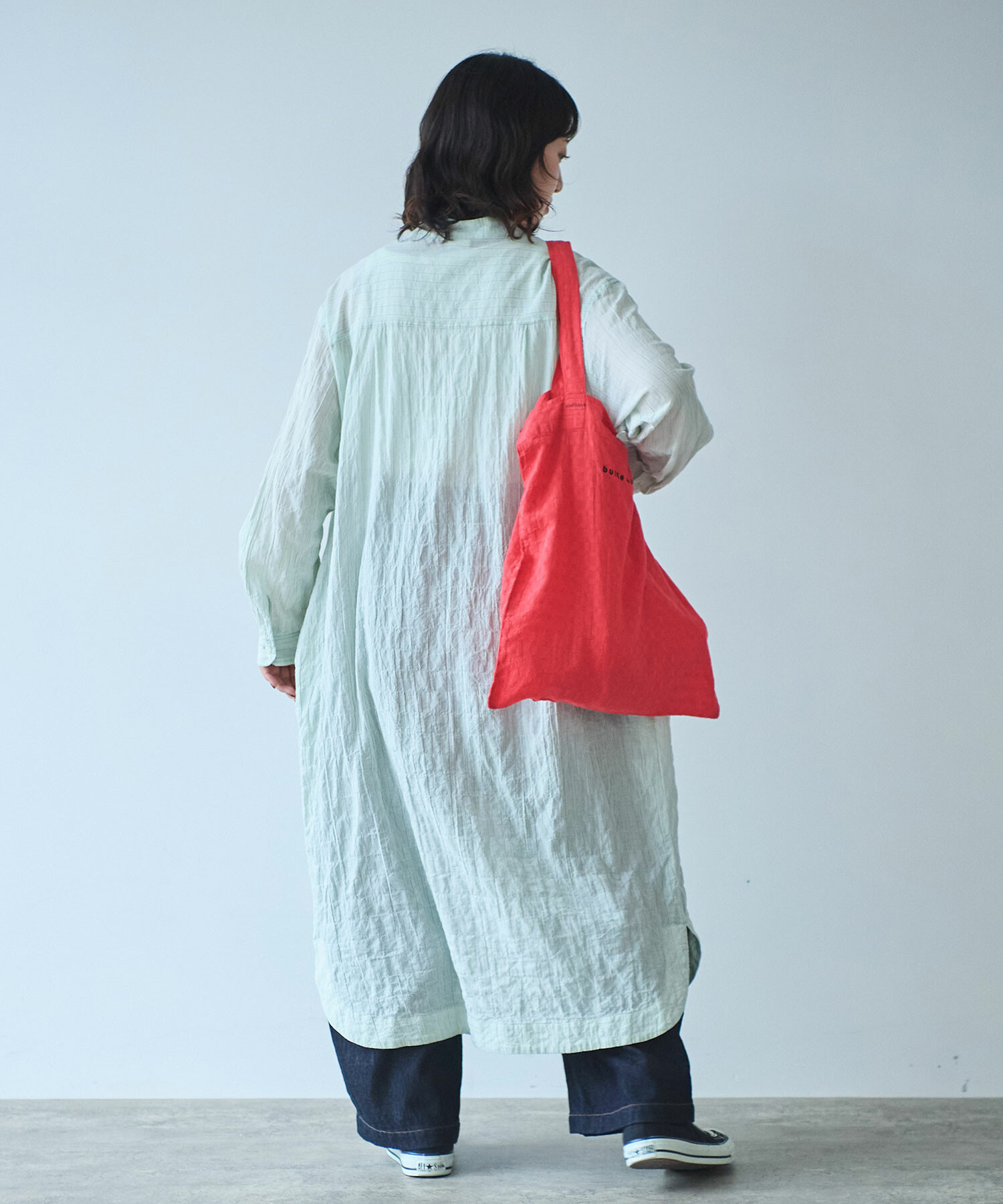 AMBIDEX Store ○〇 shirring stripe バンドカラー シャツ