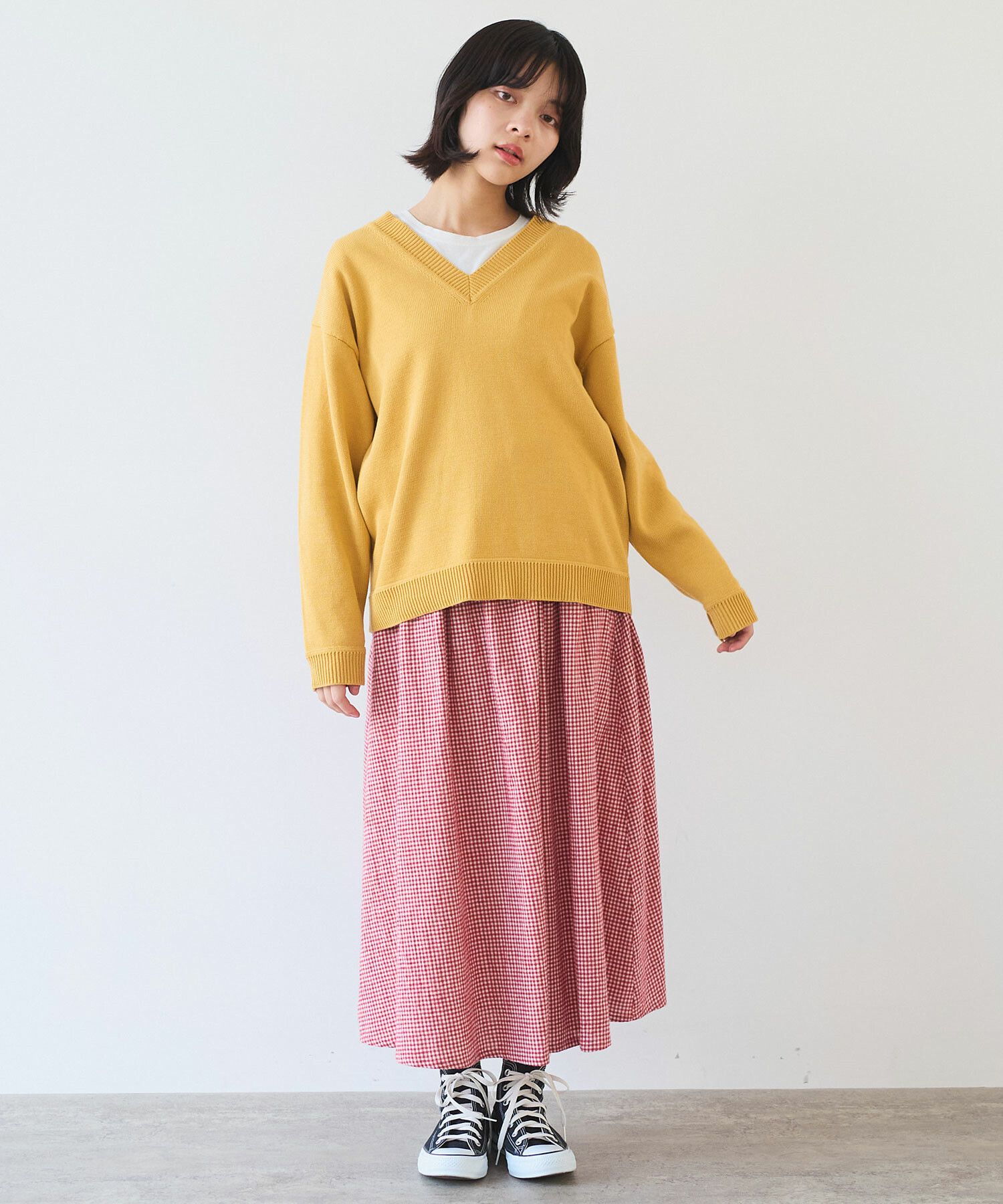 AMBIDEX Store 〇 fuwa fuwa ギンガム スカート(F アオ): bulle de savon