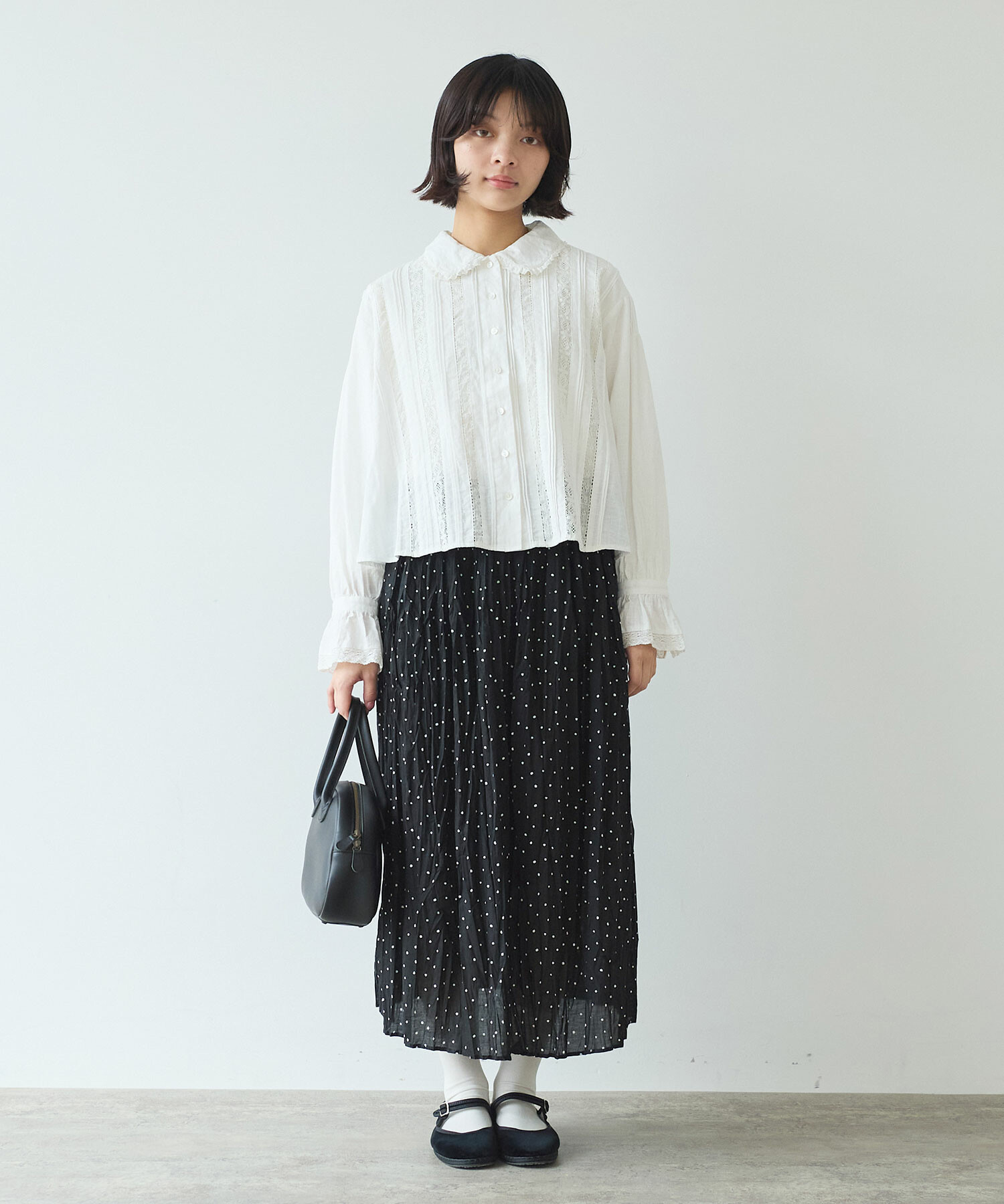 AMBIDEX Store △〇 しわしわdot プリント ランダム タックスカート(F