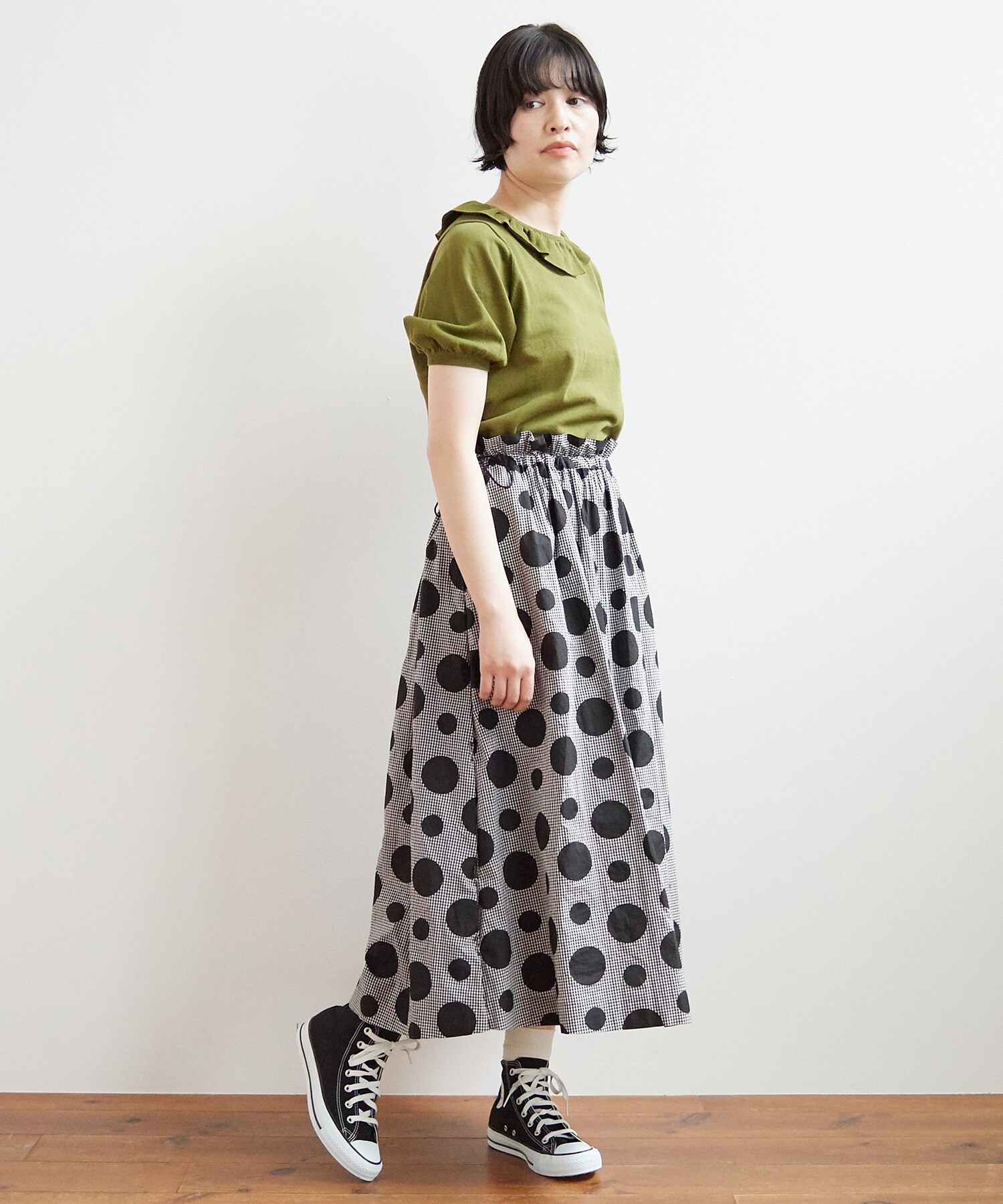 AMBIDEX Store ○gingham×dot プリント スカート(F クロ): bulle de savon