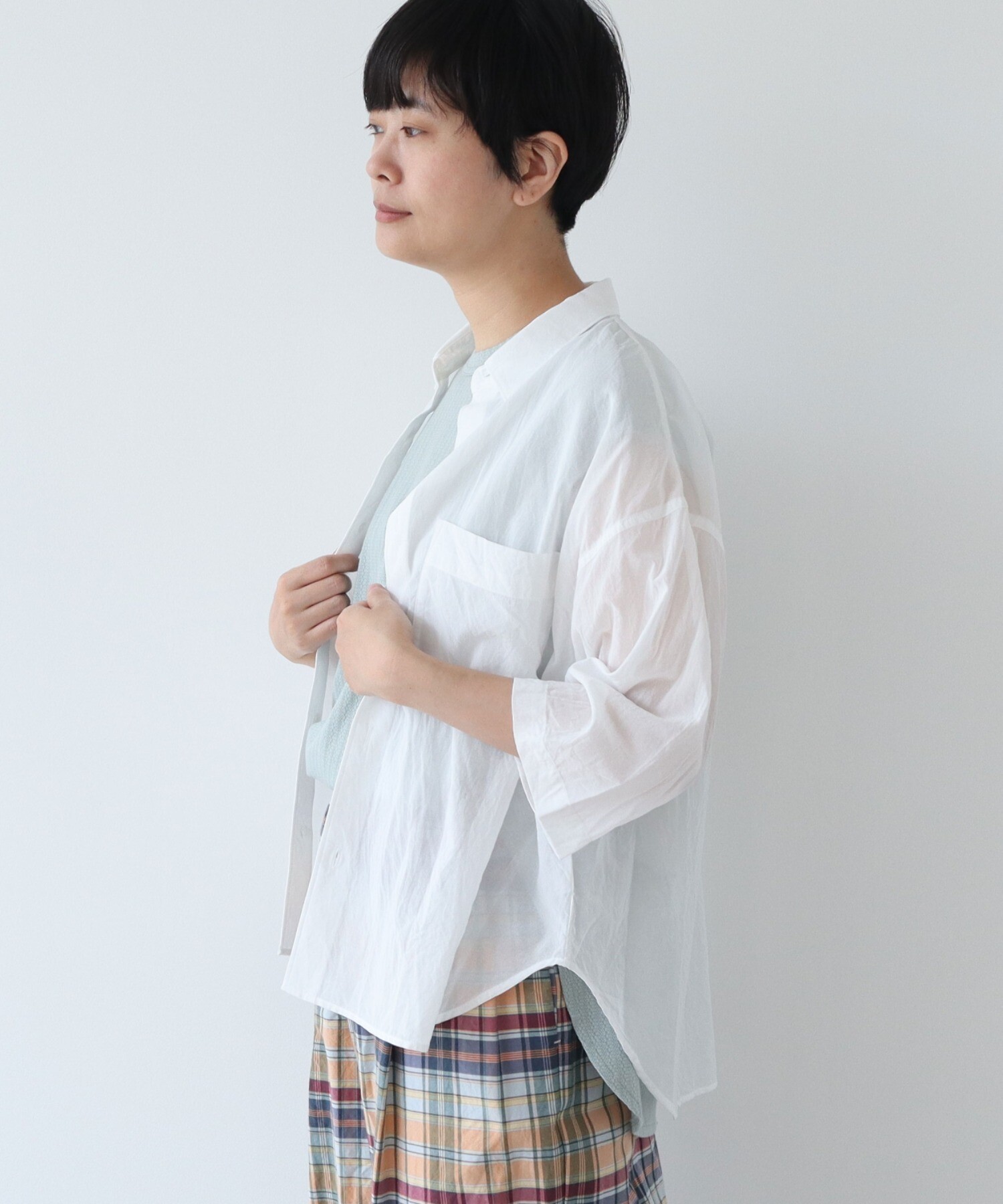 AMBIDEX Store 強撚塩縮コットン ショートシャツ(F シロ): yuni