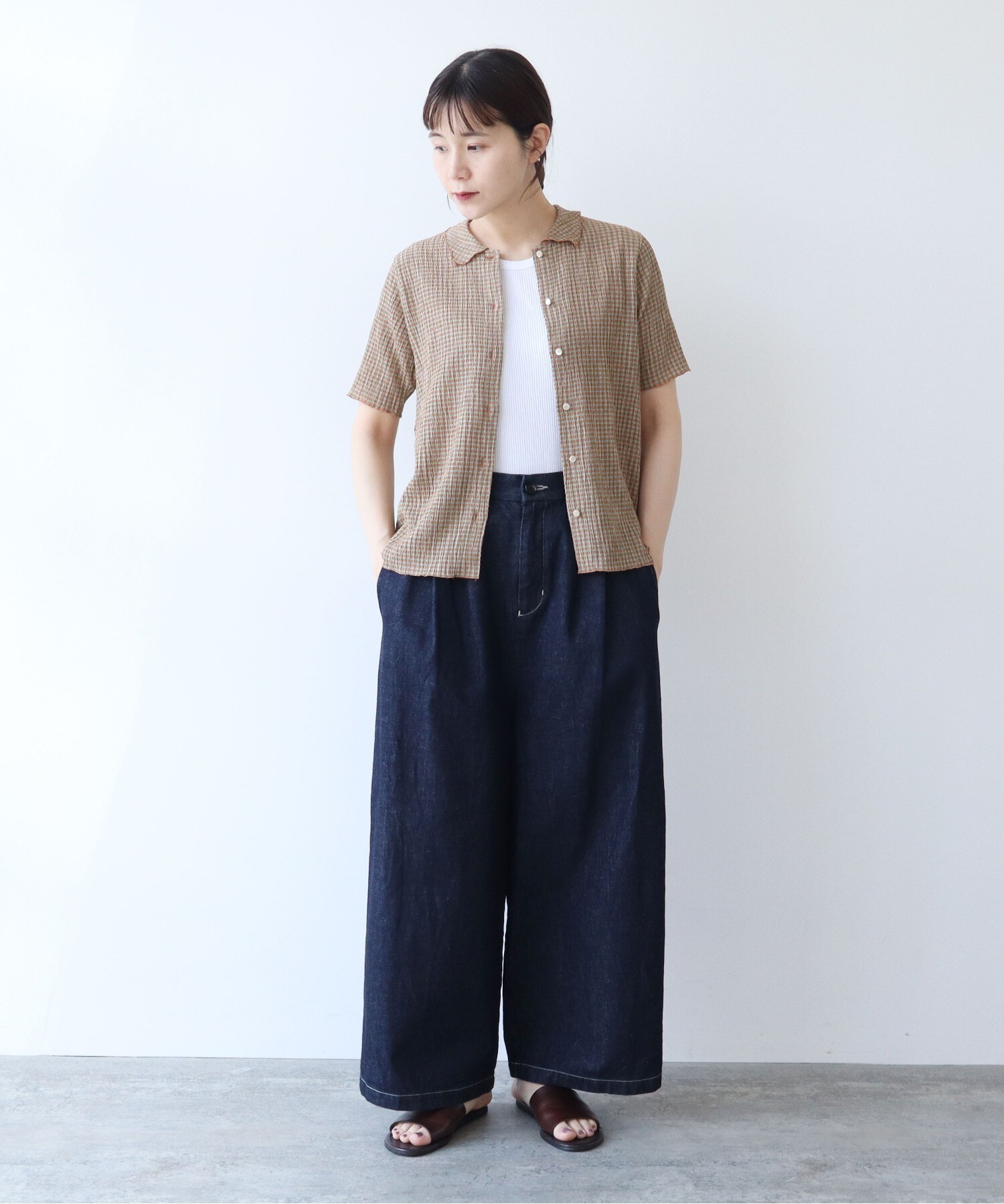 AMBIDEX Store コットンポリエステル シャーリングハーフスリーブ  