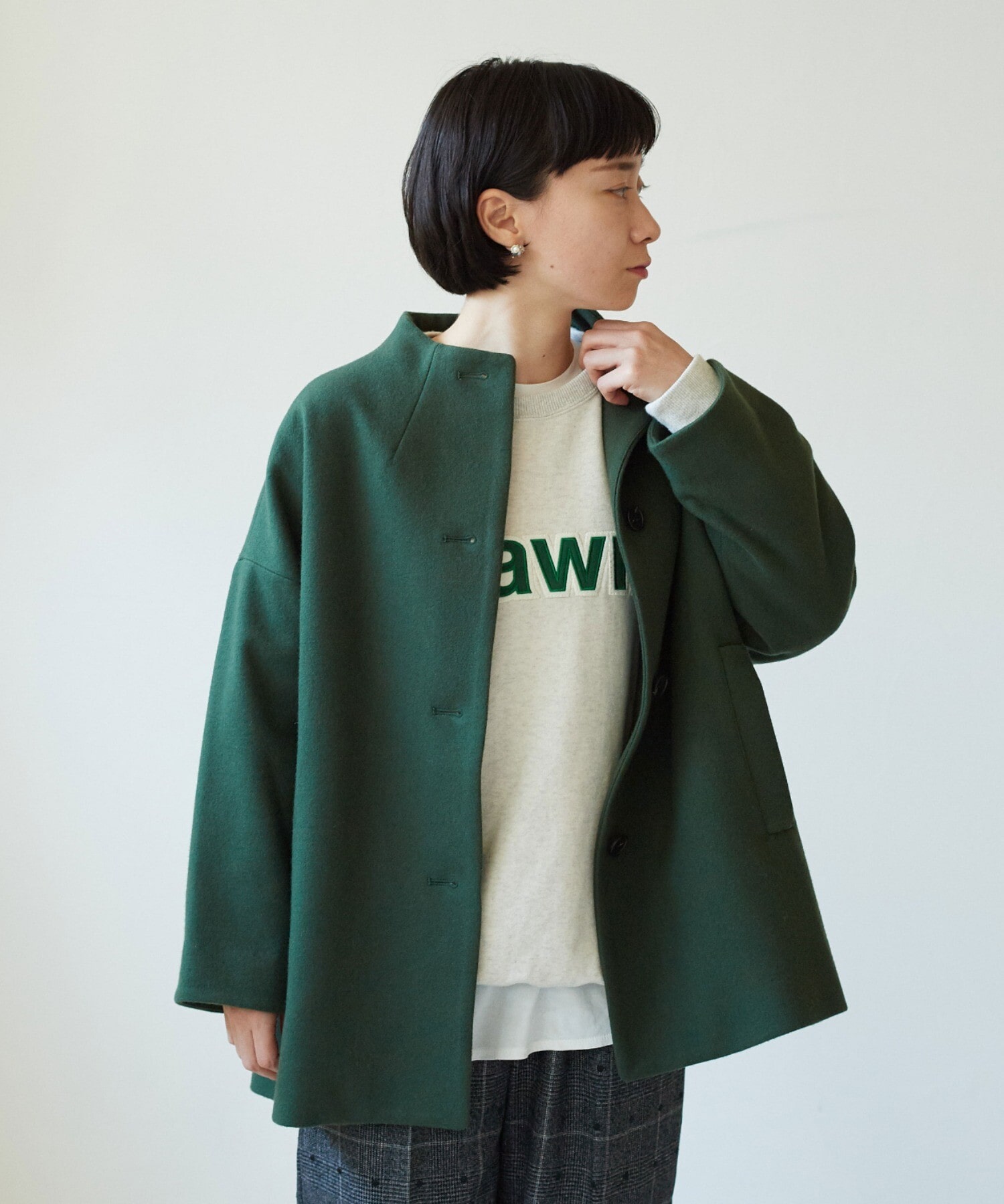 AMBIDEX Store Wool/super100 bottle neck コート(F topベージュ): yuni