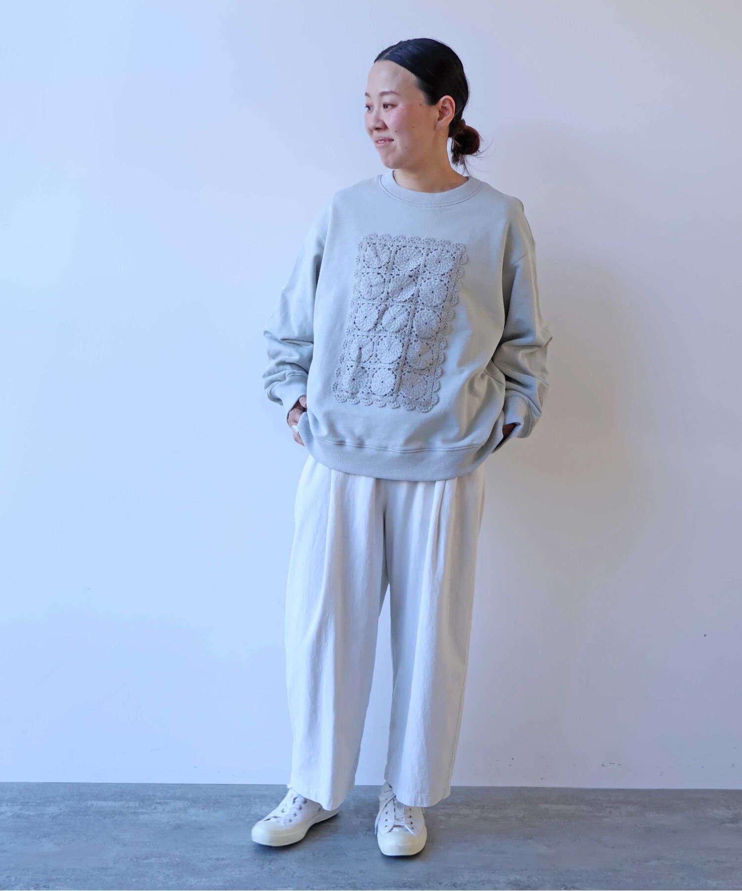 AMBIDEX Store △コットン裏毛レースプルオーバー(F シロ): yuni