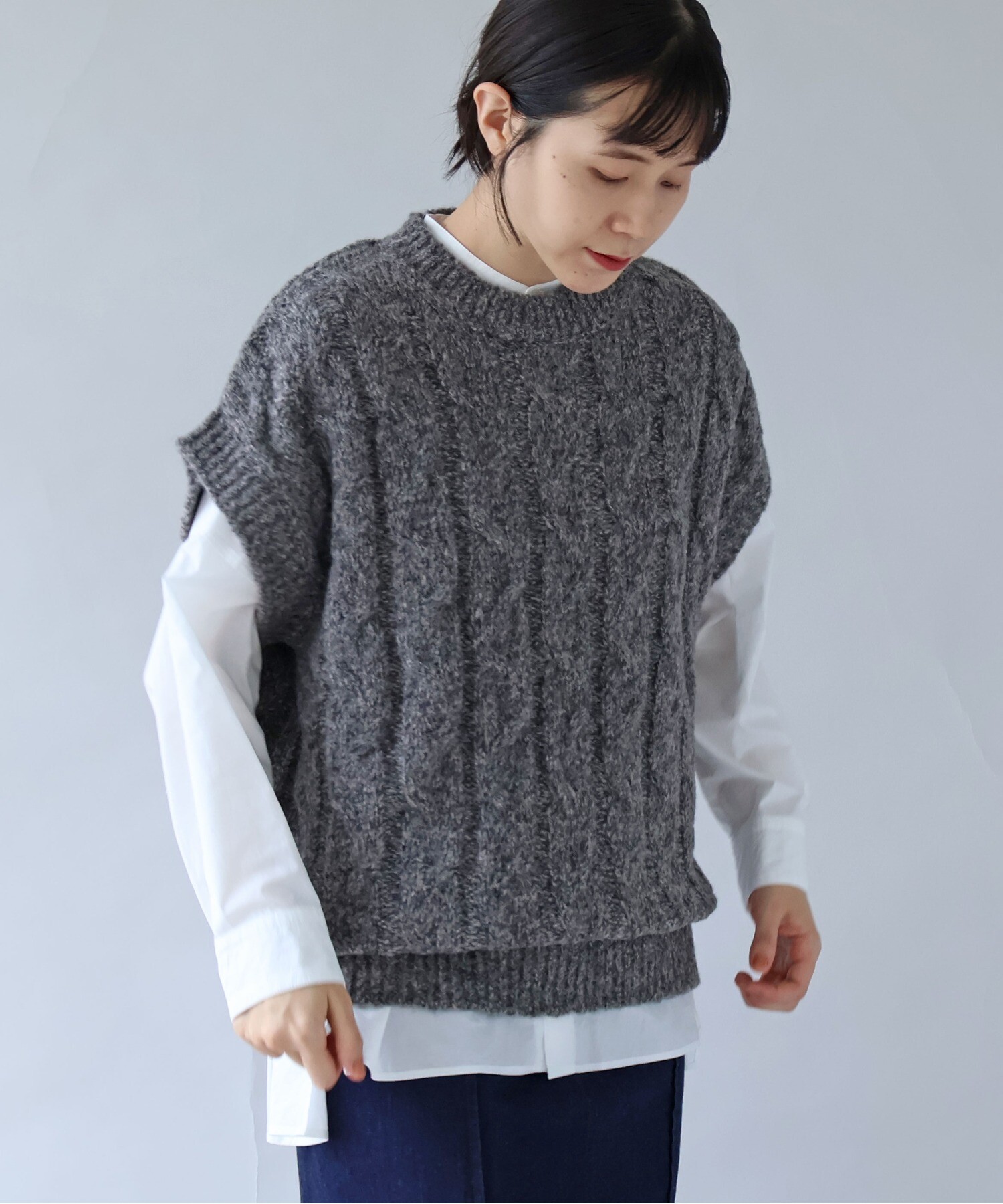 【MEI】yuni ユニ ウールコットンベスト ベスト ノーカラー MEI】yuni ユニ ウールコットンベスト ベスト ノーカラー MEI】yuni