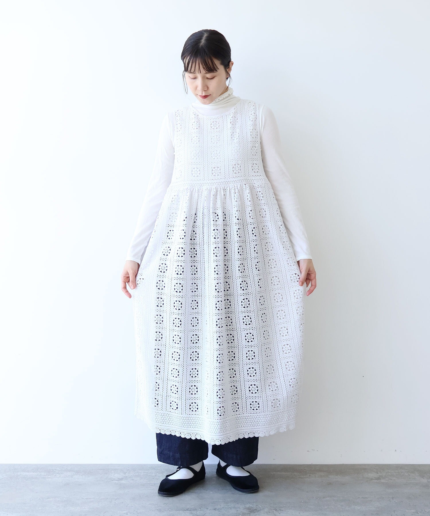 AMBIDEX Store ○コットンレース side open ワンピース(F アンティーク