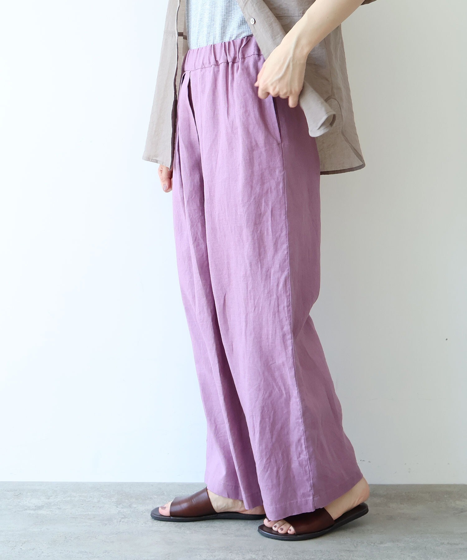 AMBIDEX Store 【予約販売】40/1 Linen easy gum tack パンツ(M