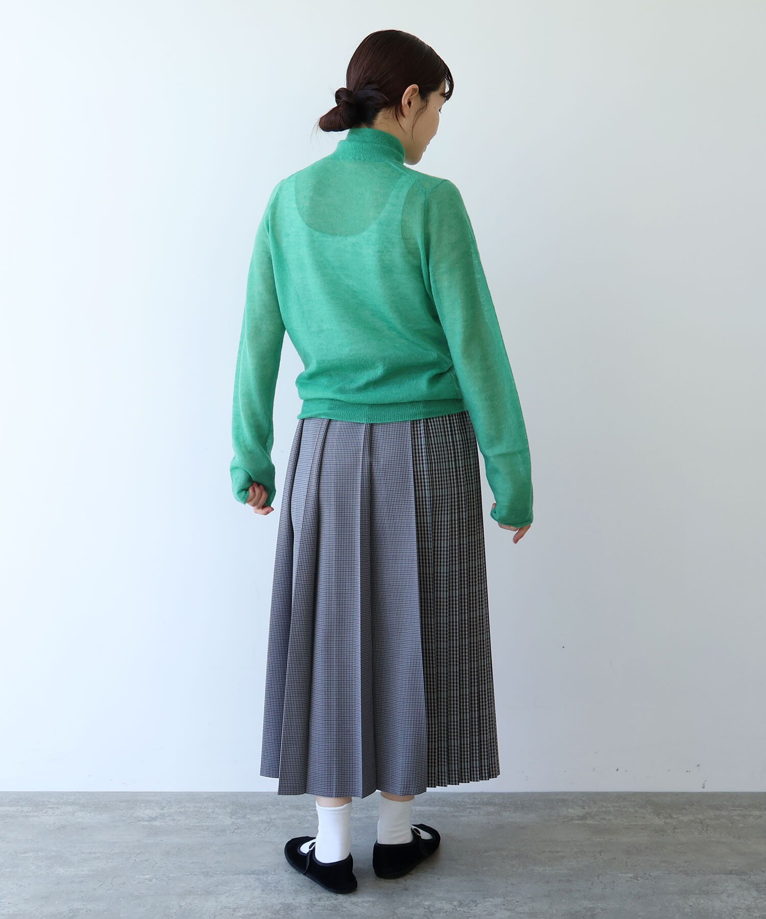 AMBIDEX Store ○ウール ポリエステル Check switch pleated スカート