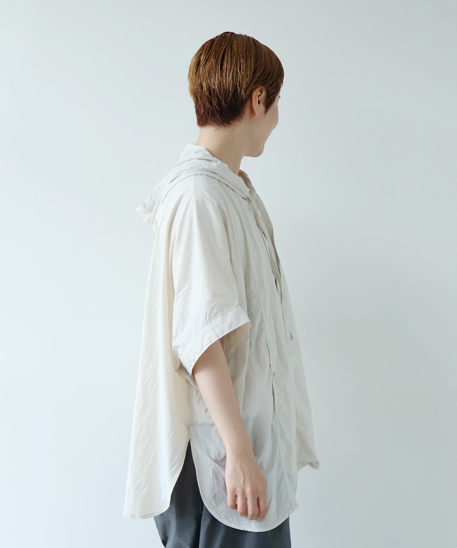 AMBIDEX Store 45d NYLON 伊吹染め PONCHO シャツ(F BLACK): buoybuoy