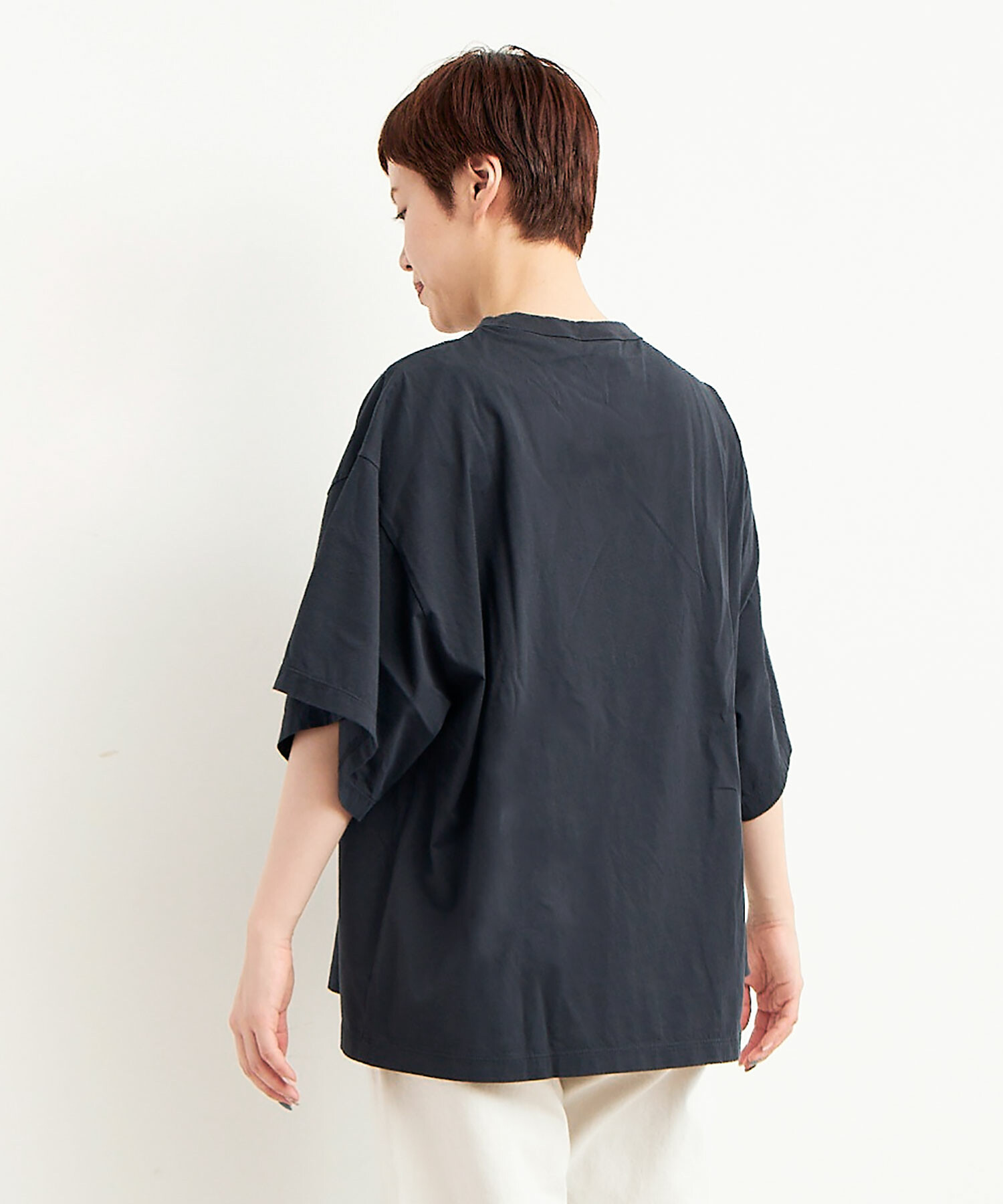 AMBIDEX Store ○○ORGANIC強撚 SLIT Tシャツ(F WHITE): FLAT