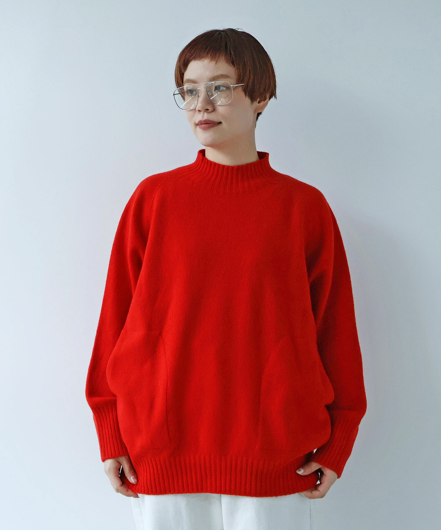 AMBIDEX Store ○ラムウール/カシミア MOCK NECK プルオーバー(F ECRU