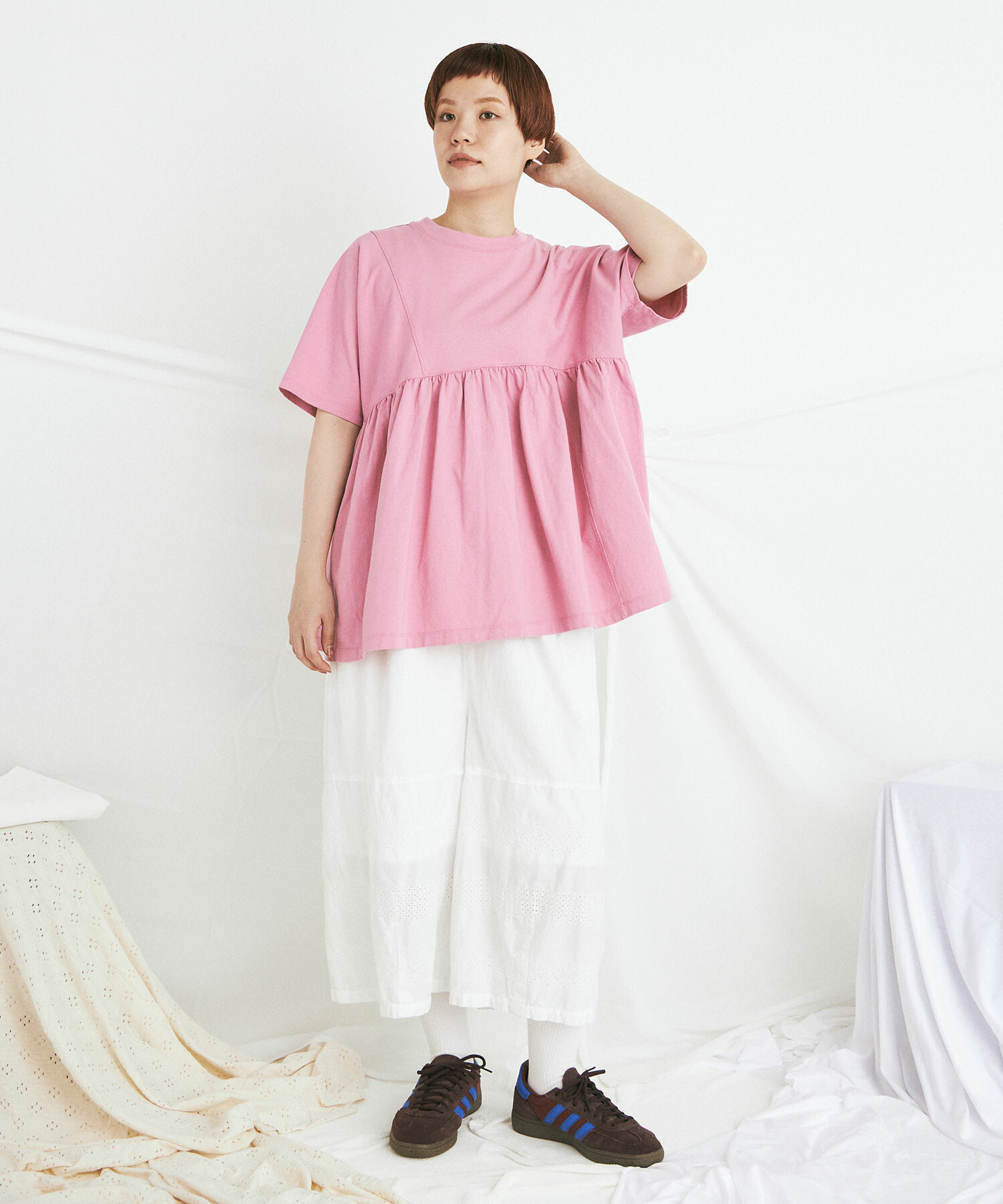 AMBIDEX Store LACE STRIPE刺繍 CROPPED パンツ(F シロ): buoybuoy