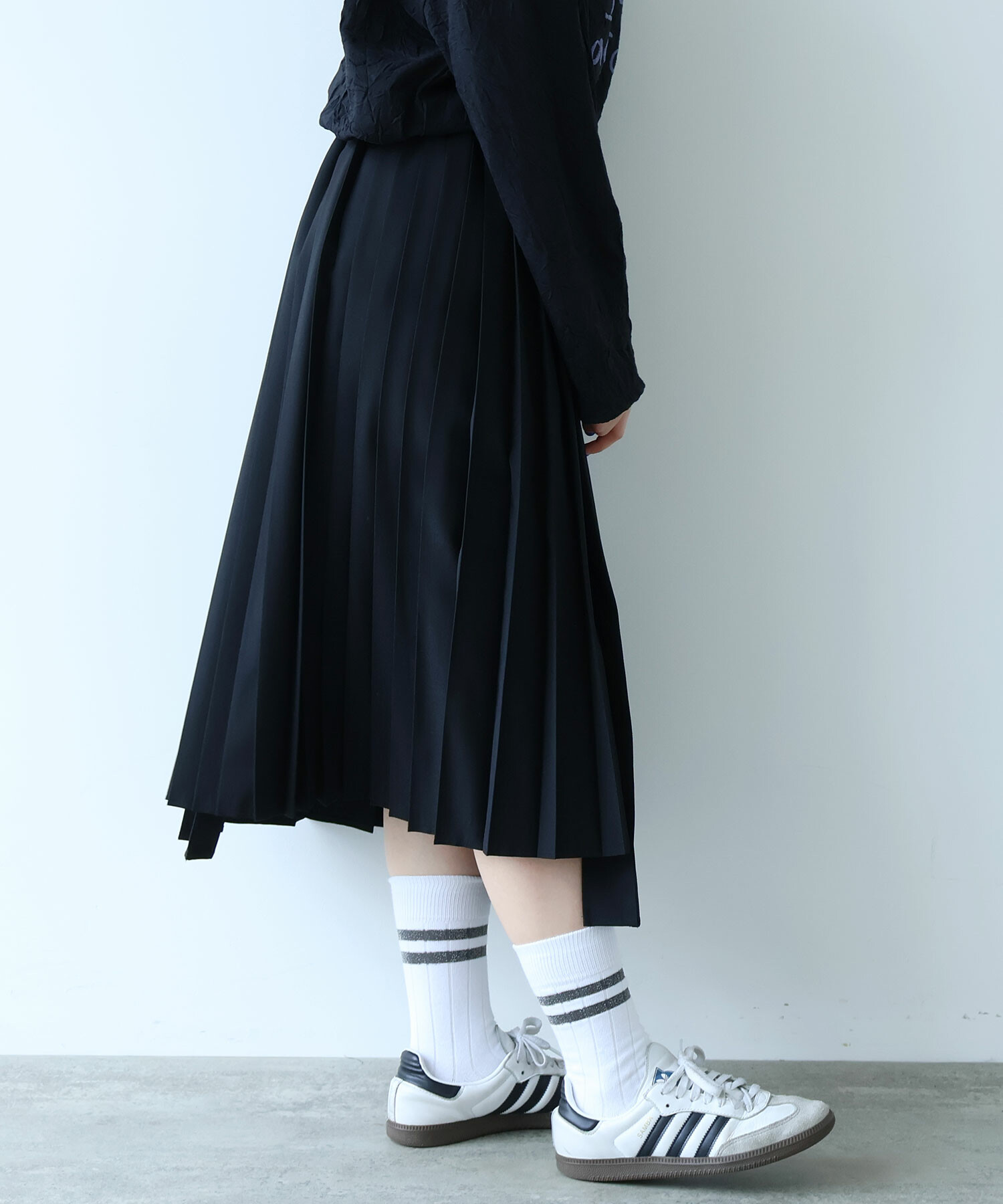 AMBIDEX Store ○○TWILL CHECK MIX PLEATS スカート(F IVORY×NAVY