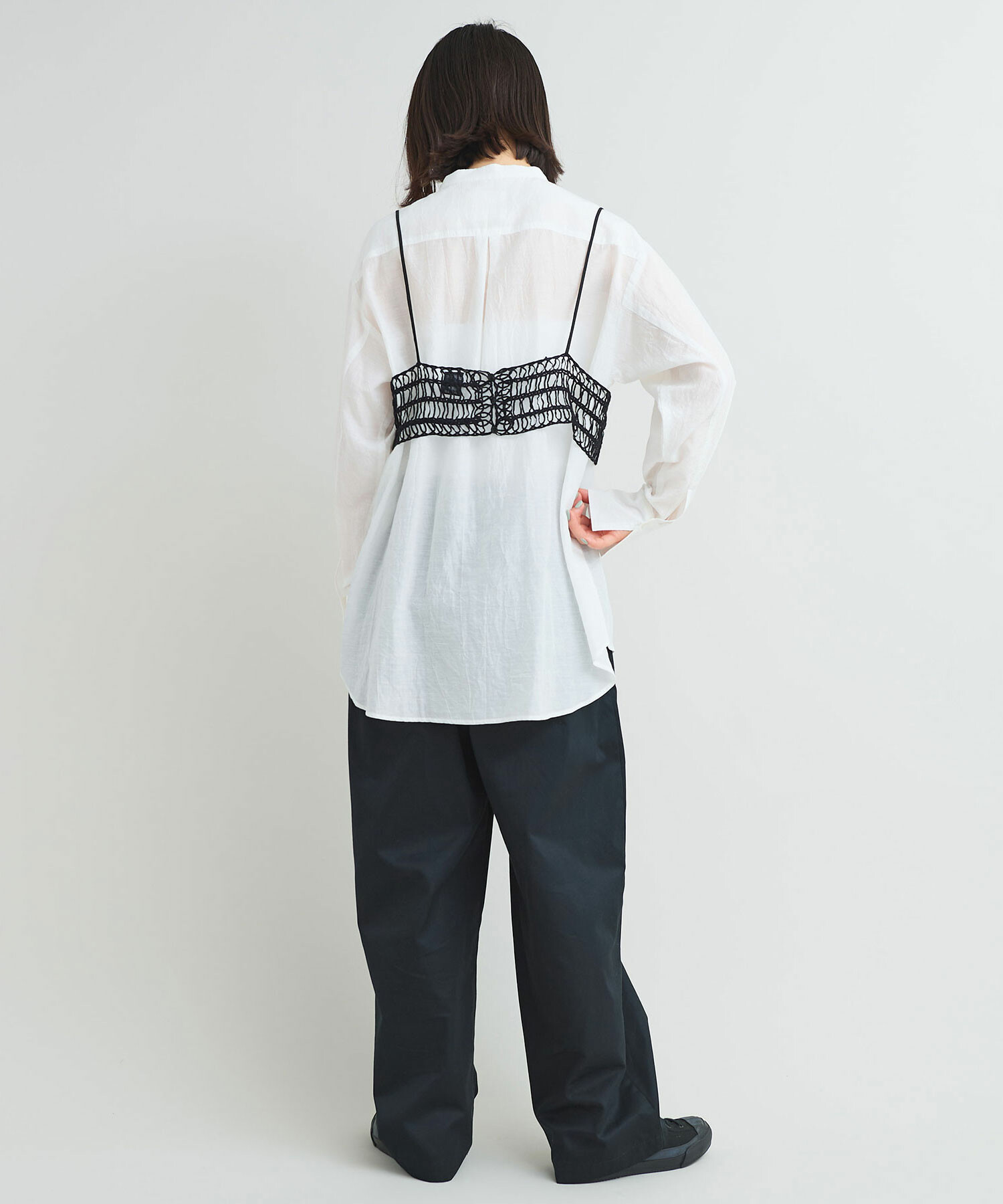 【iki 】テープヤーン刺繍ビスチェ/ホワイト AMBIDEX Store 【予約販売】〇テープヤーンループ刺繍 ビスチェ