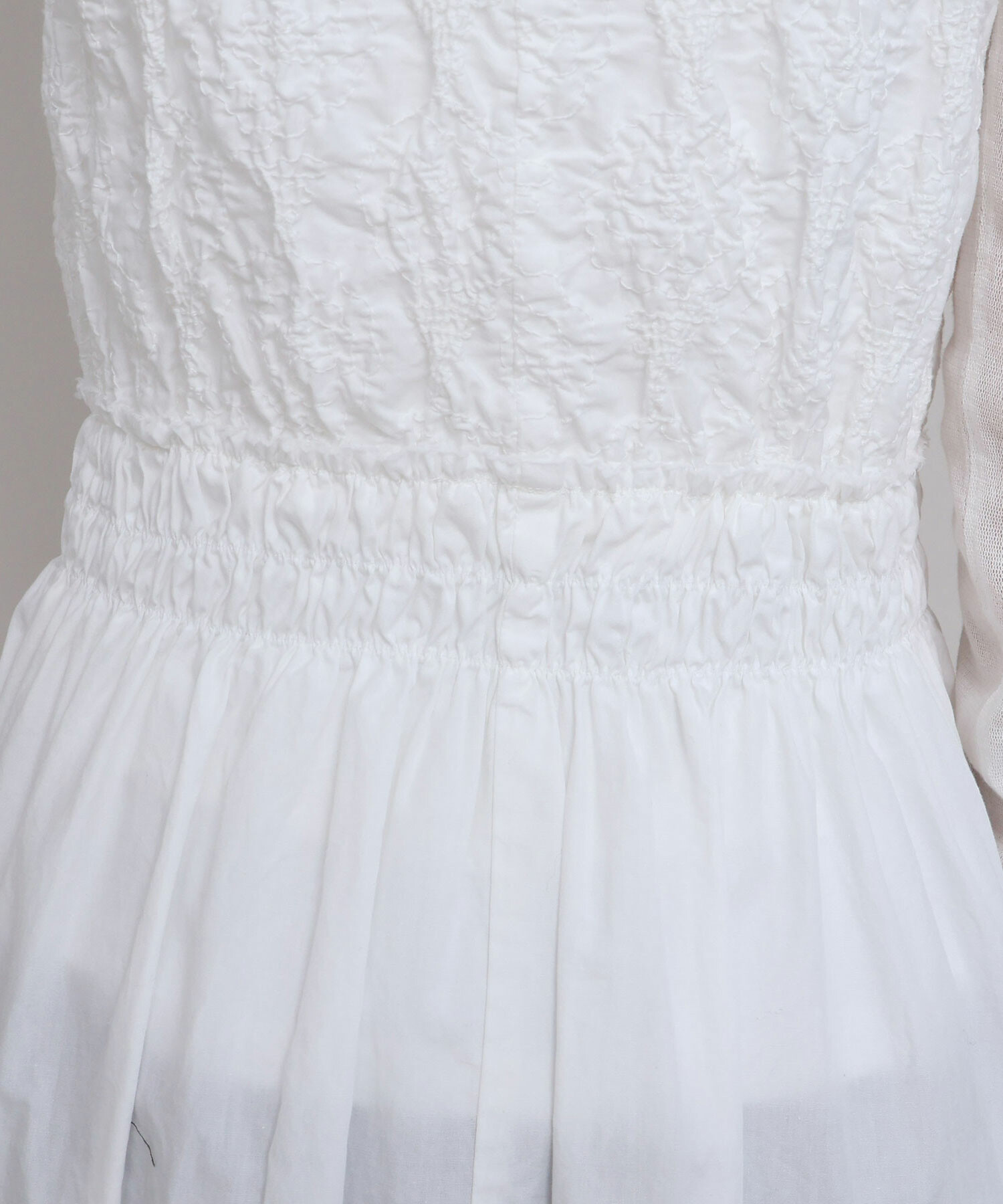 AMBIDEX Store シャーリング刺繍 ノースリギャザー ワンピース(F