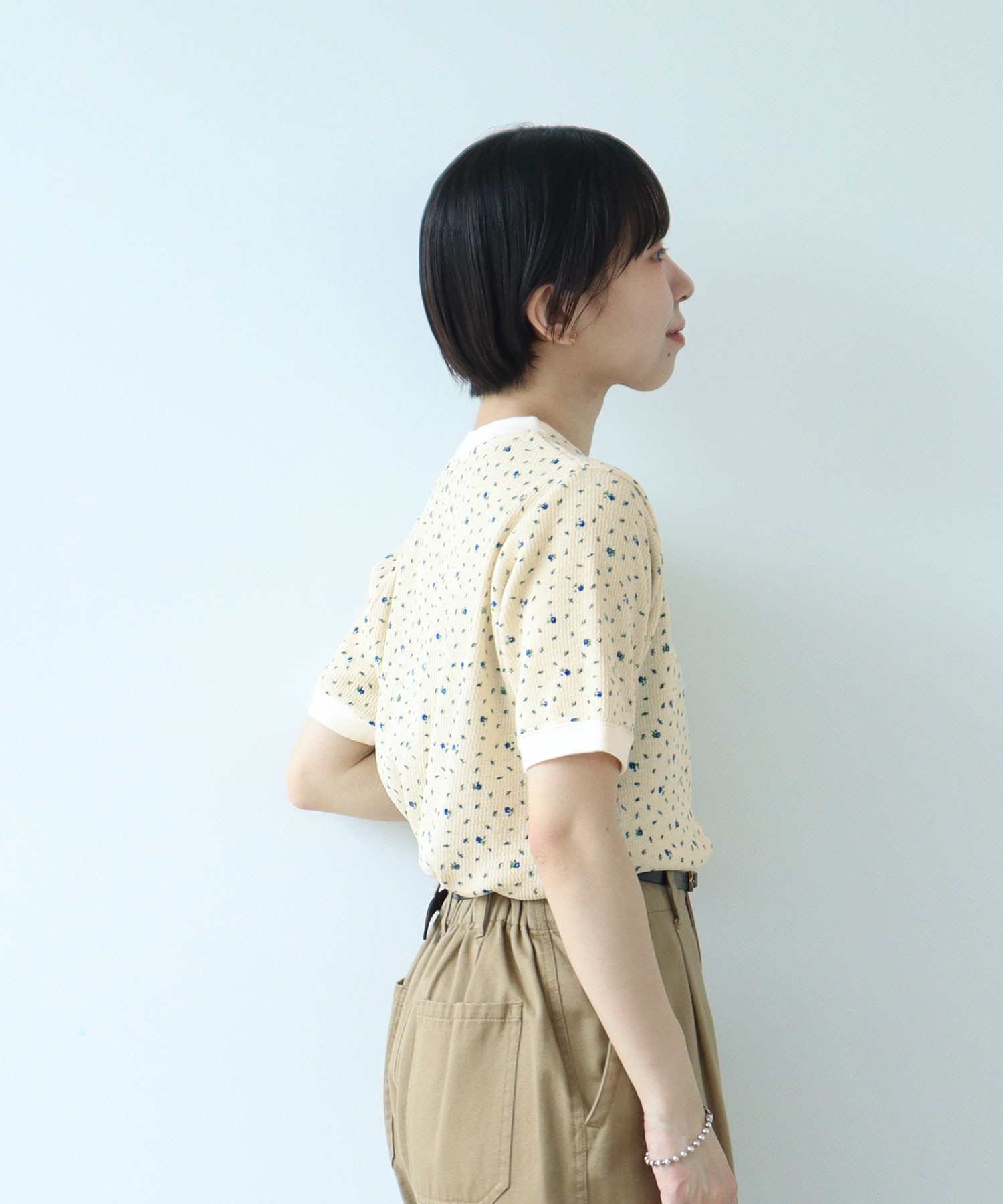 tシャツ USEDサーマル小花プリント 半袖Tシャツ レディース AMBIDEX Store ○USEDサーマル小花プリント 半袖Tシャツ(F アカ