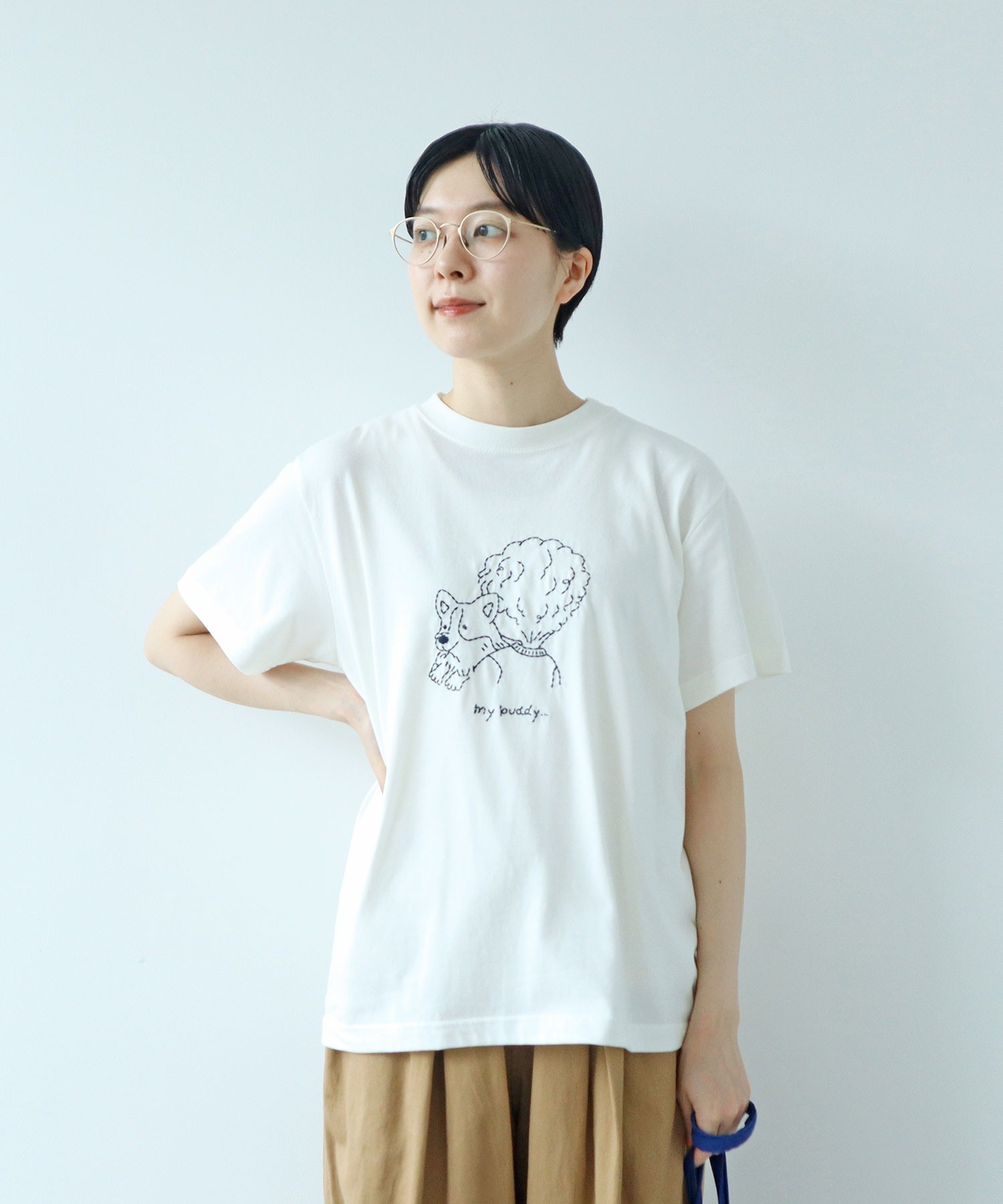 tシャツ 「WEB別注」corgi ＆ boy Tシャツ レディース AMBIDEX Store ○【WEB別注】corgi & boy Tシャツ(F シロ): PAR ICI