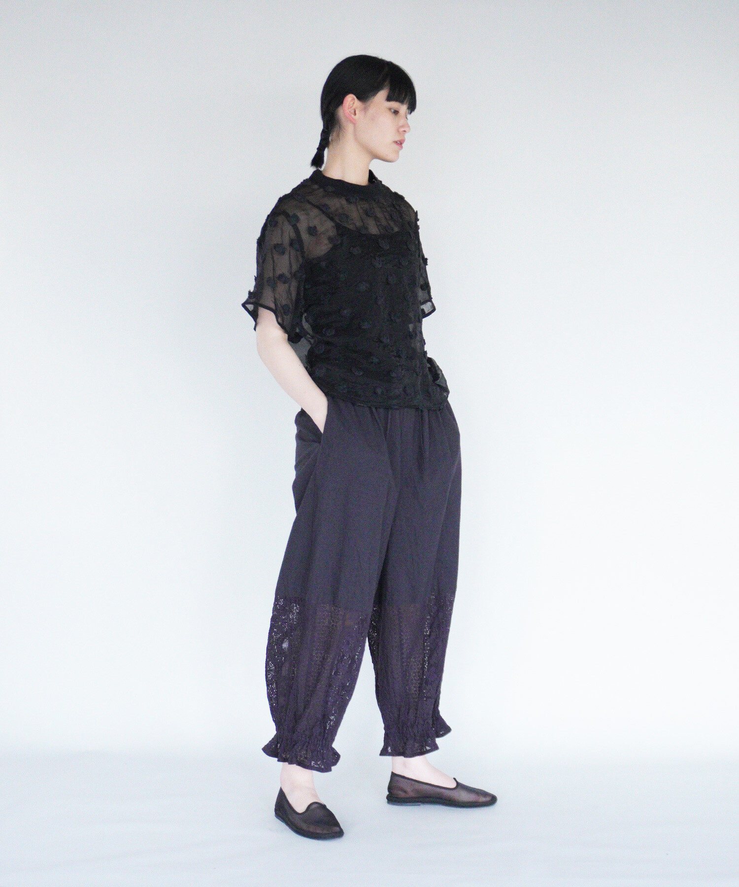 AMBIDEX Store 【予約販売】〇氷dot jacquard ブラウス(F クロ AMBIDEX Store 【予約販売】〇氷dot jacquard ブラウス(F クロ