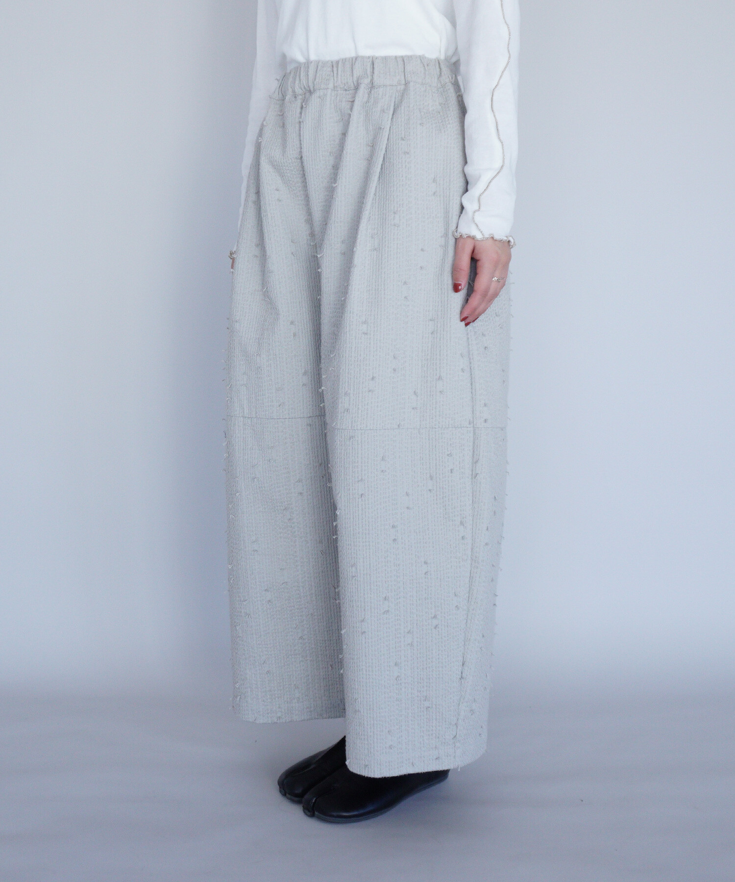 AMBIDEX Store 〇sashiko jacquard ボリュームパンツ(F ライトグレー