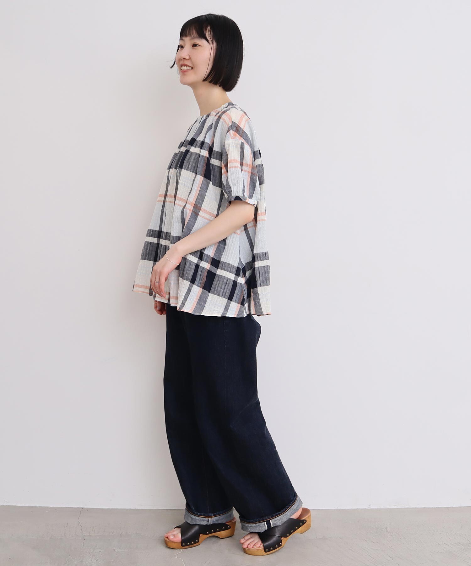 AMBIDEX Store 【予約販売】〇高島ちぢみbig check ふんわり